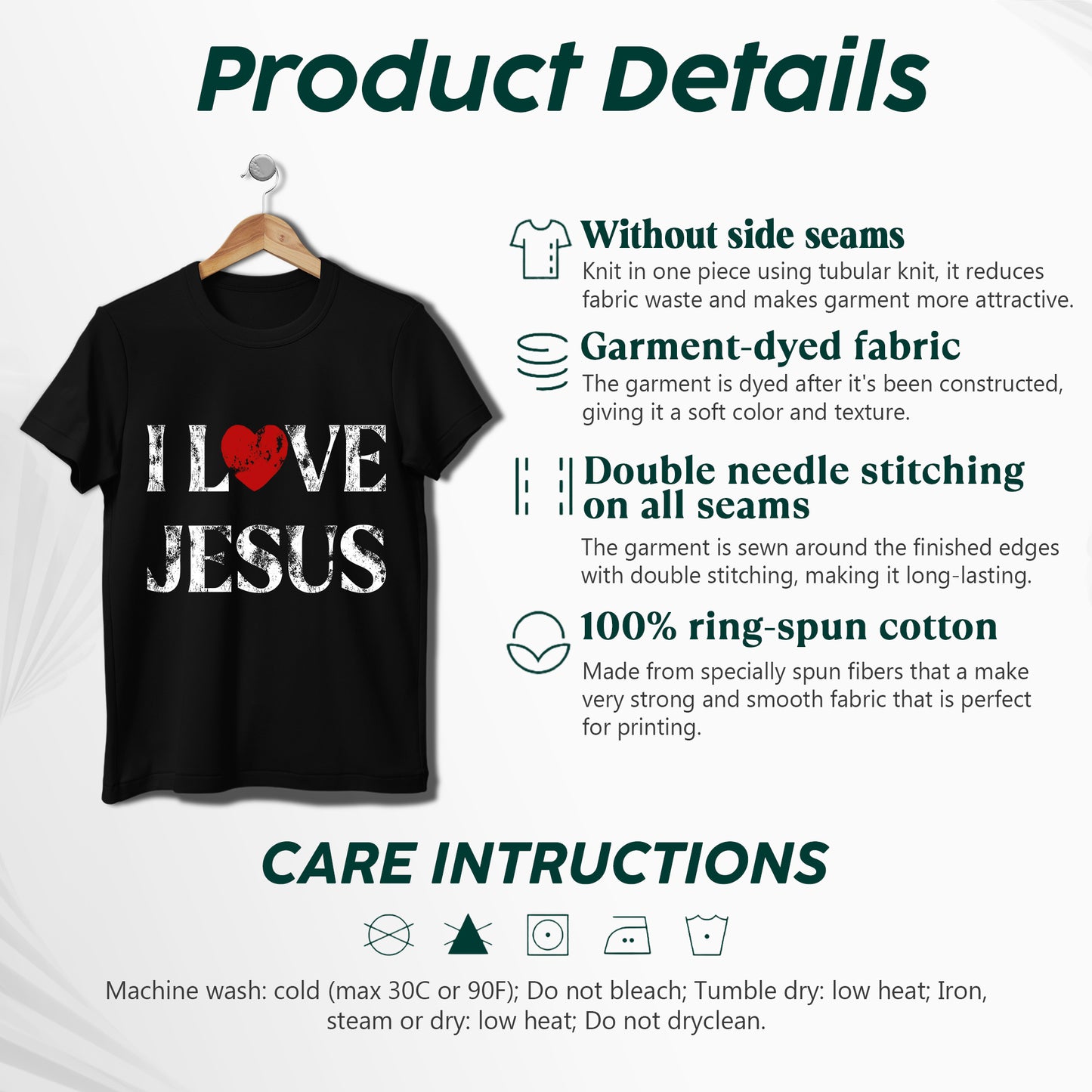 "I Love Jesus" Unisex Distressed Christian T-Shirt | John 3:16 Love Declaration Tee | Faith Guided Life Apparel