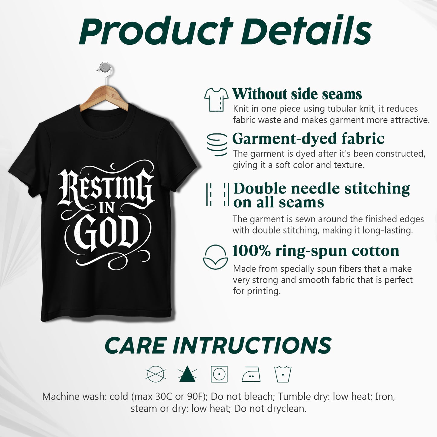 Resting In God Gothic Style T-Shirt - Bold Christian Peace Declaration