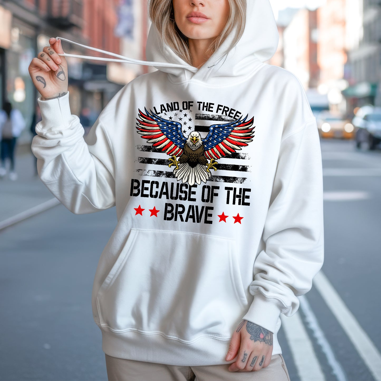 Land of the Free Because of the Brave Patriotic USA Eagle Tshirt