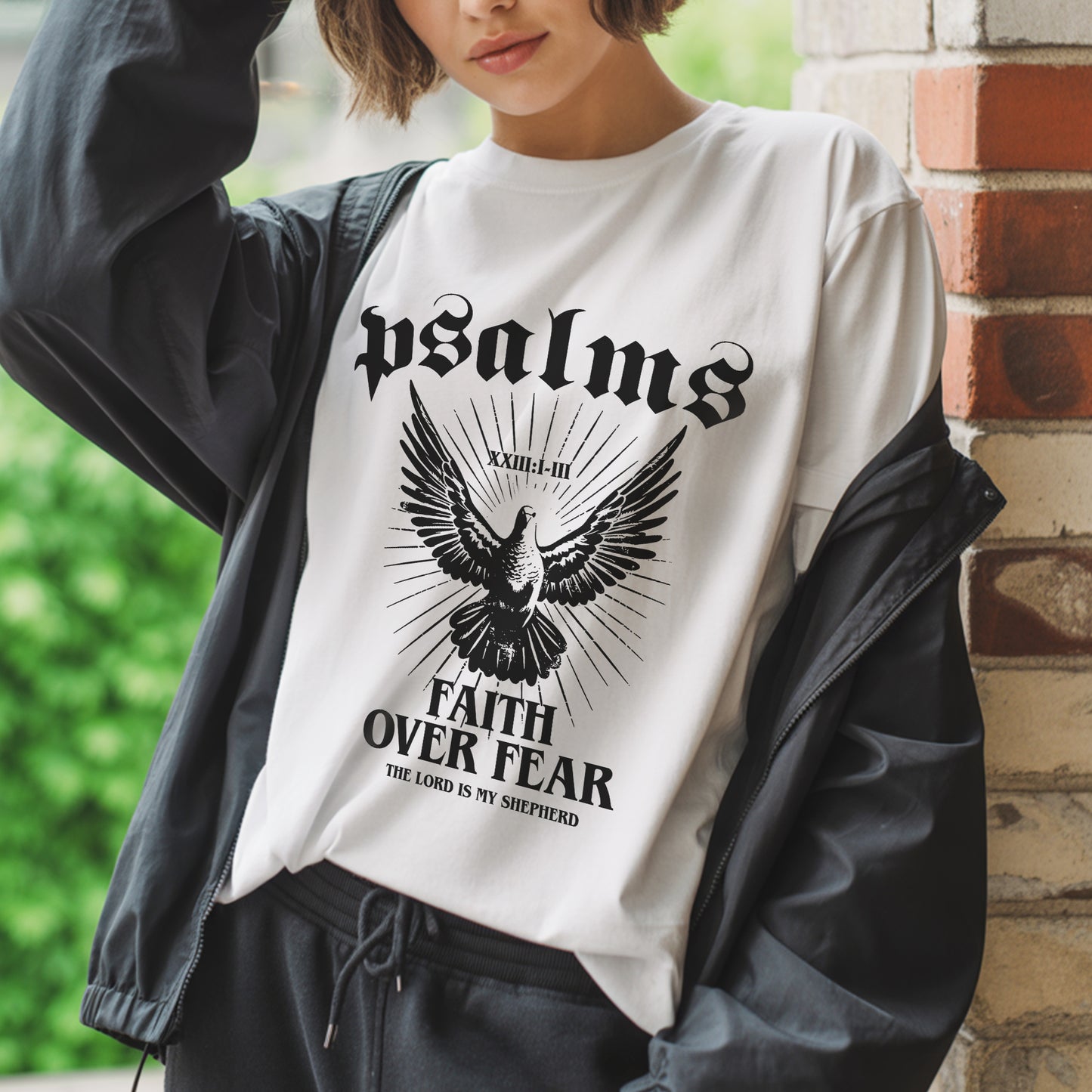 "Psalms Faith Over Fear" Eagle Wings Christian T-Shirt | Faith Guided Life Apparel
