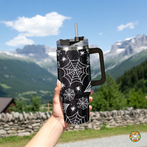 Spider Halloween Diamond Tumbler 40oz - Sparkling Spooky Rhinestone Cup