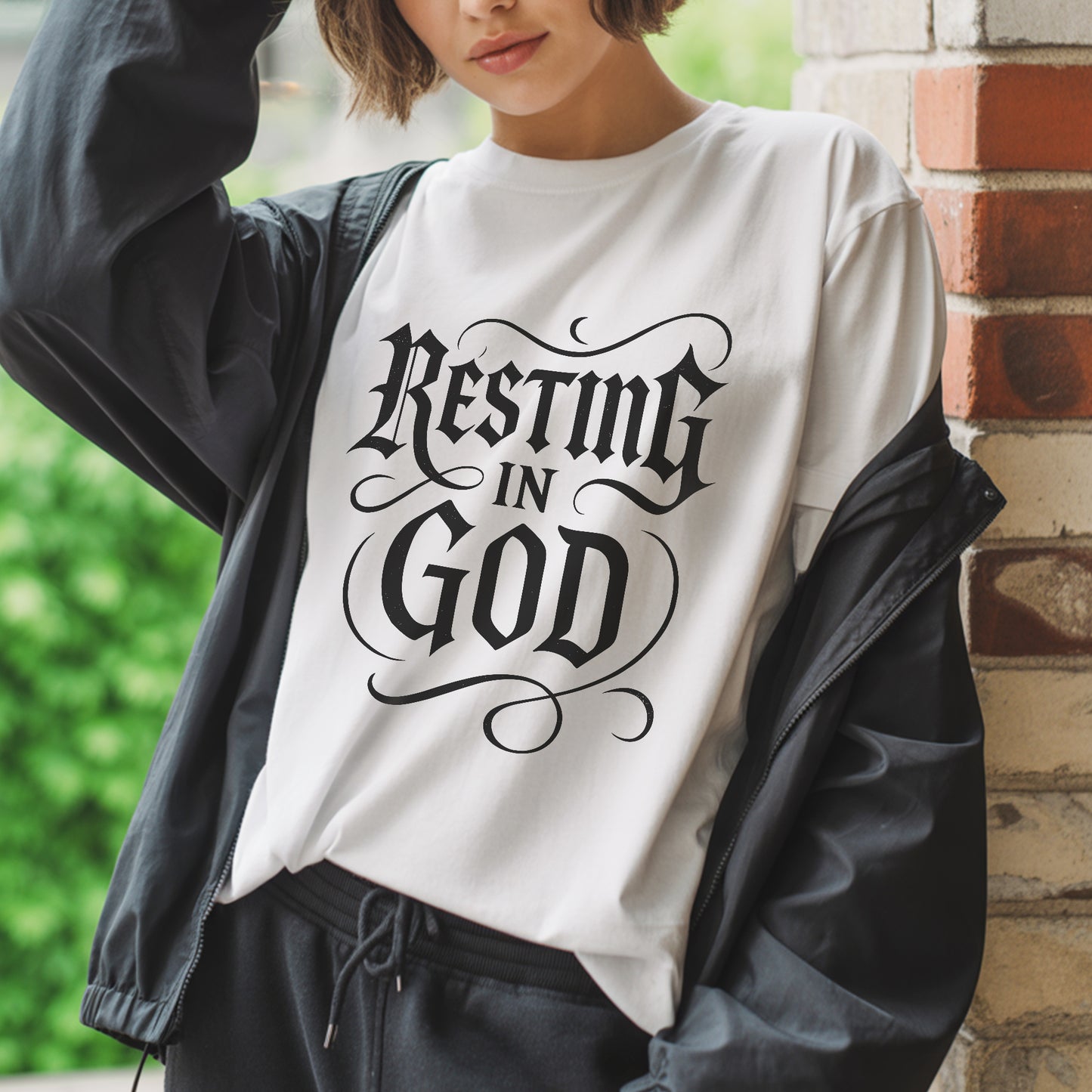 Resting In God Gothic Style T-Shirt - Bold Christian Peace Declaration