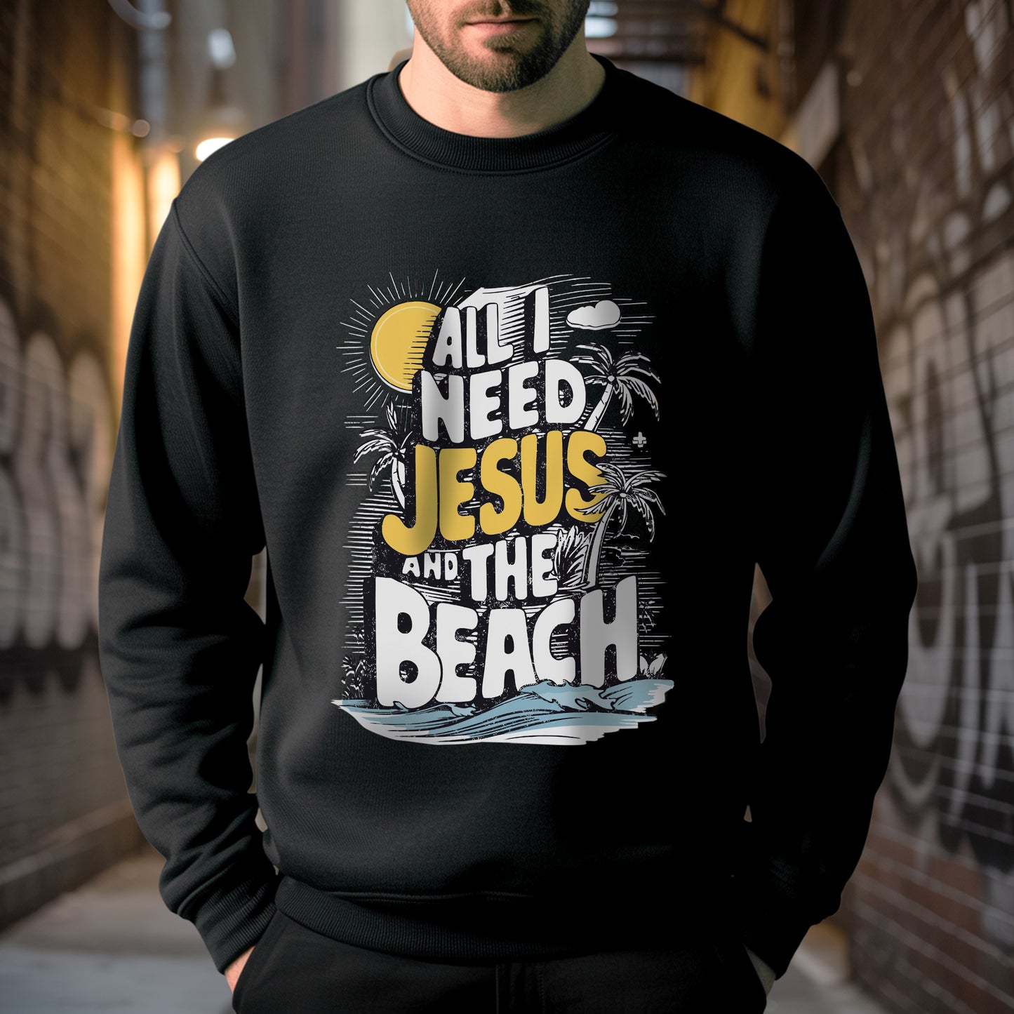 All I Need Jesus And The Beach T-Shirt - Christian Beach Life Declaration