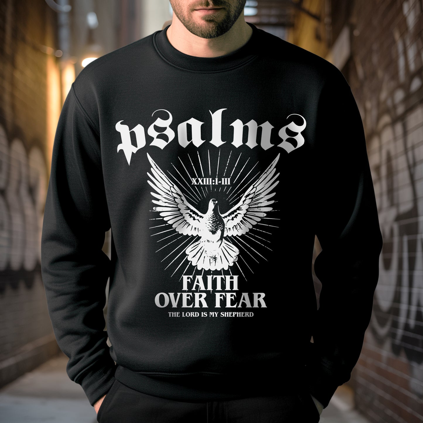 "Psalms Faith Over Fear" Eagle Wings Christian T-Shirt | Faith Guided Life Apparel