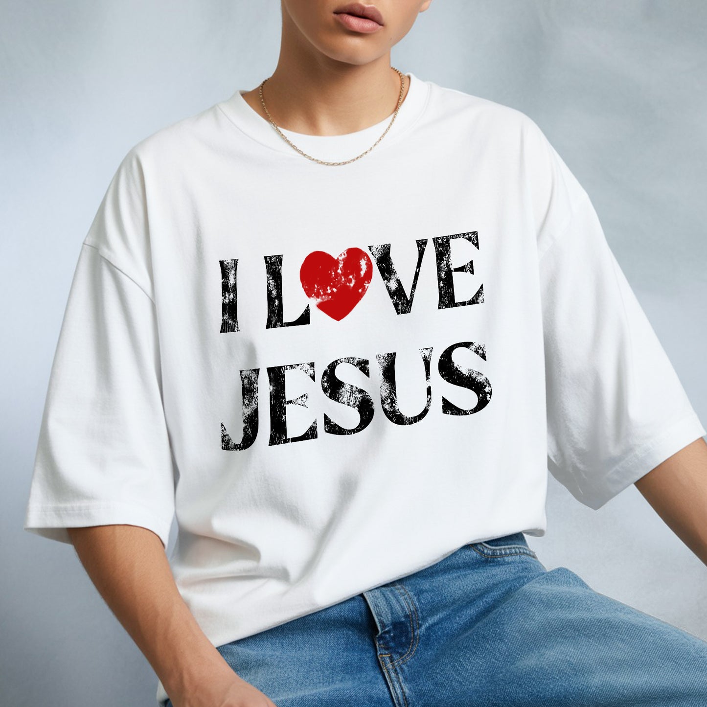 "I Love Jesus" Unisex Distressed Christian T-Shirt | John 3:16 Love Declaration Tee | Faith Guided Life Apparel