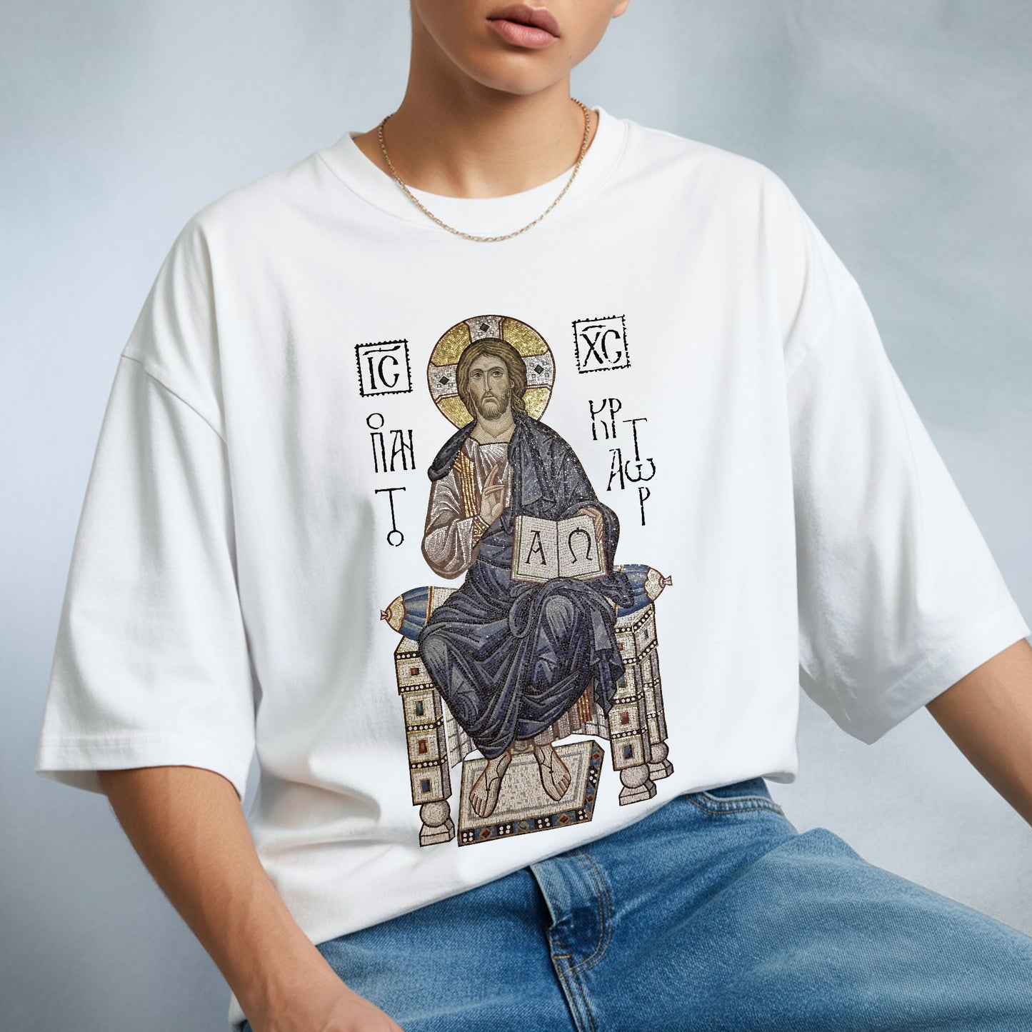 Byzantine Orthodox Jesus Christ Pantocrator T-Shirt - IC XC NIKA Traditional Icon