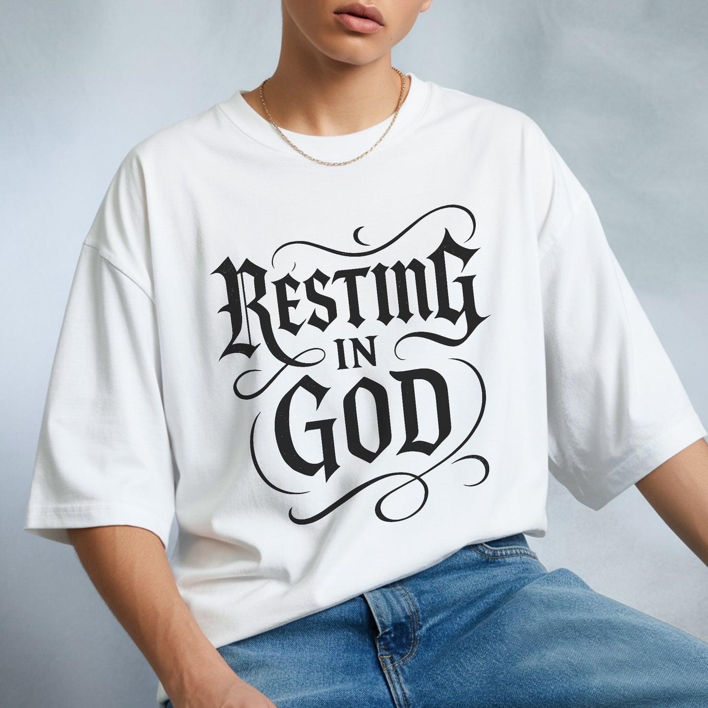 Resting In God Gothic Style T-Shirt - Bold Christian Peace Declaration