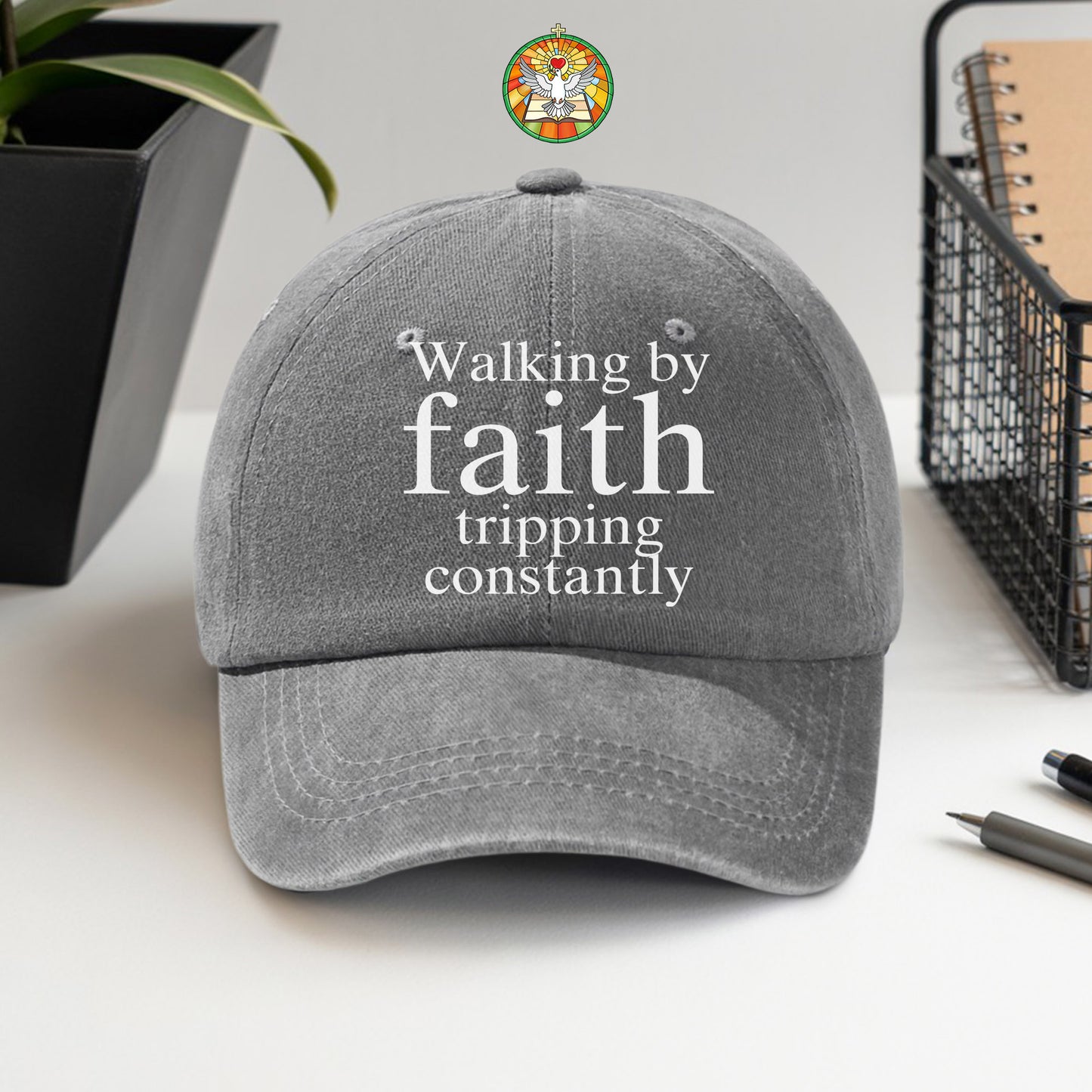 Walking by Faith Tripping Constantly Baseball Cap - Funny Christian Faith Hat