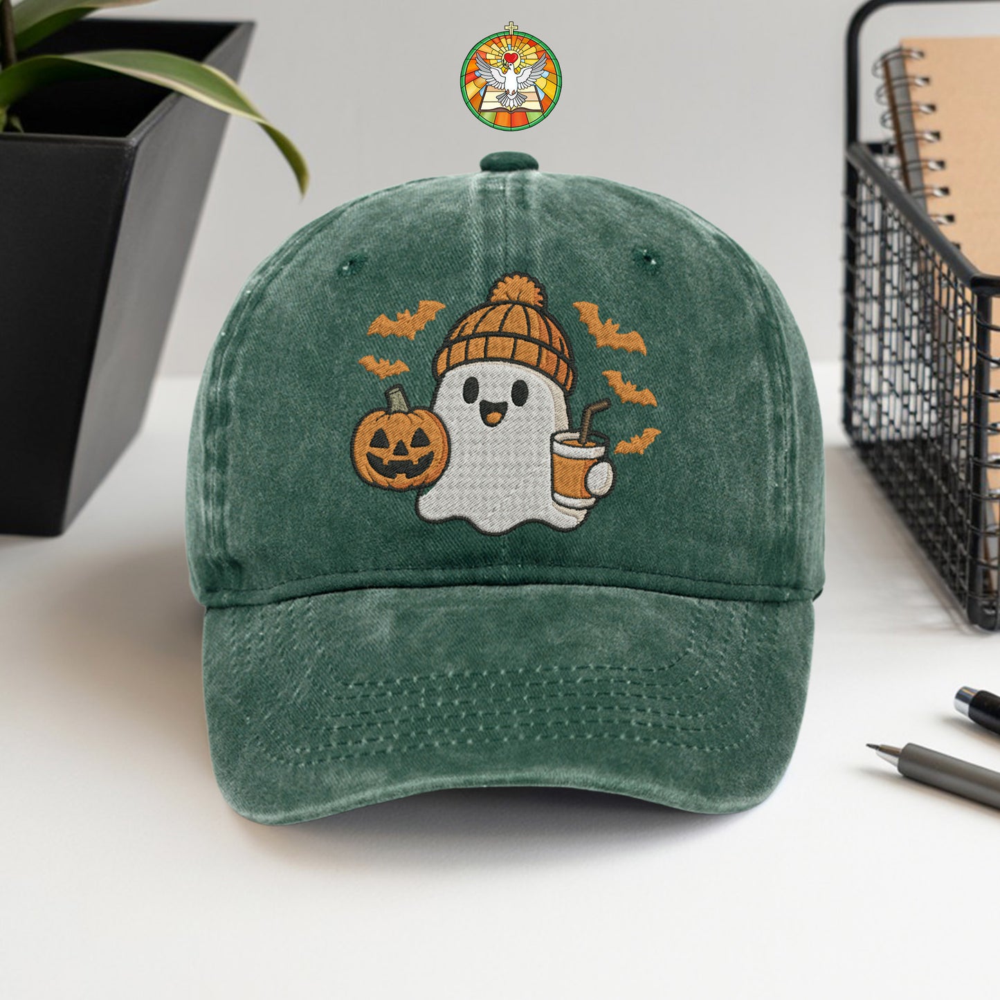Cute Halloween Ghost Washed Cap - Adorable Spooky Season Fun