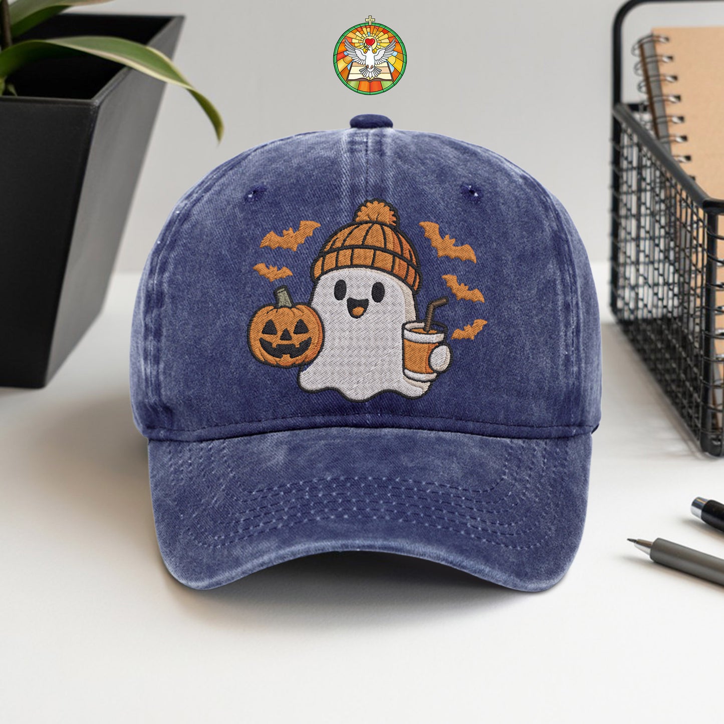 Cute Halloween Ghost Washed Cap - Adorable Spooky Season Fun