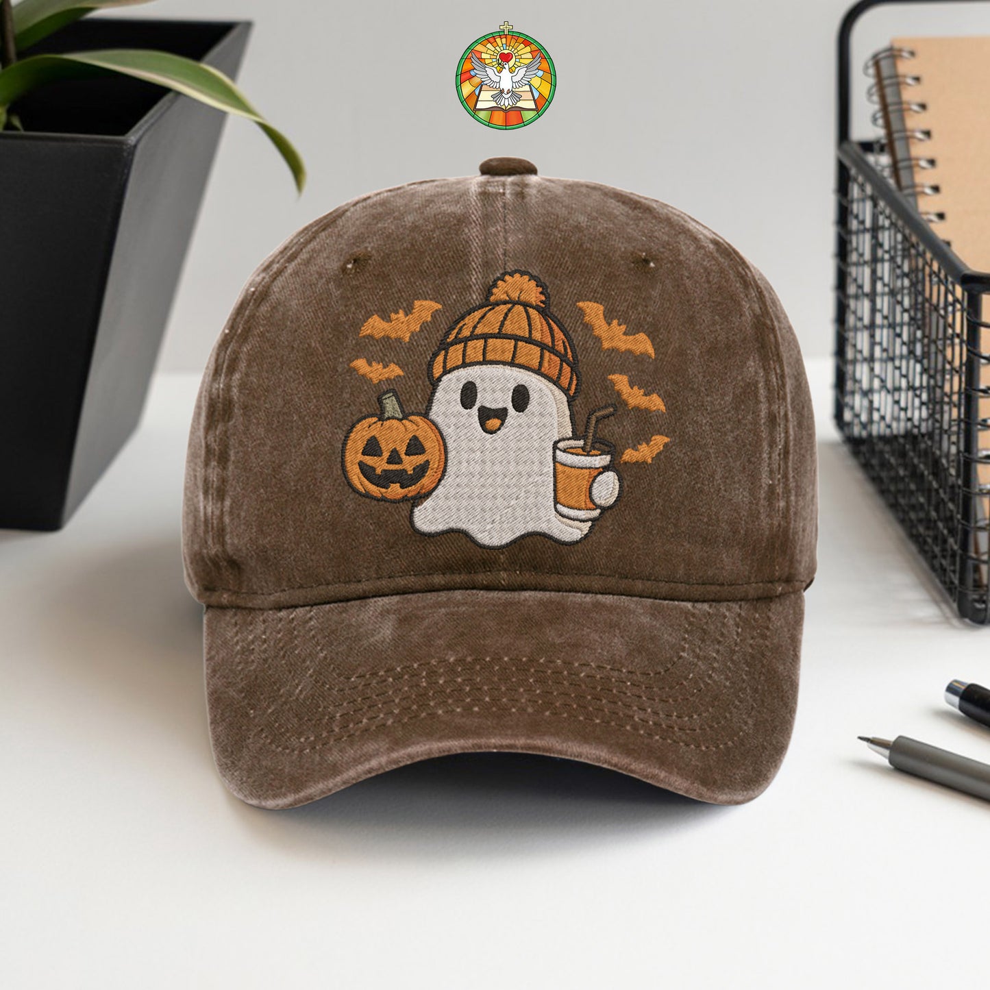 Cute Halloween Ghost Washed Cap - Adorable Spooky Season Fun