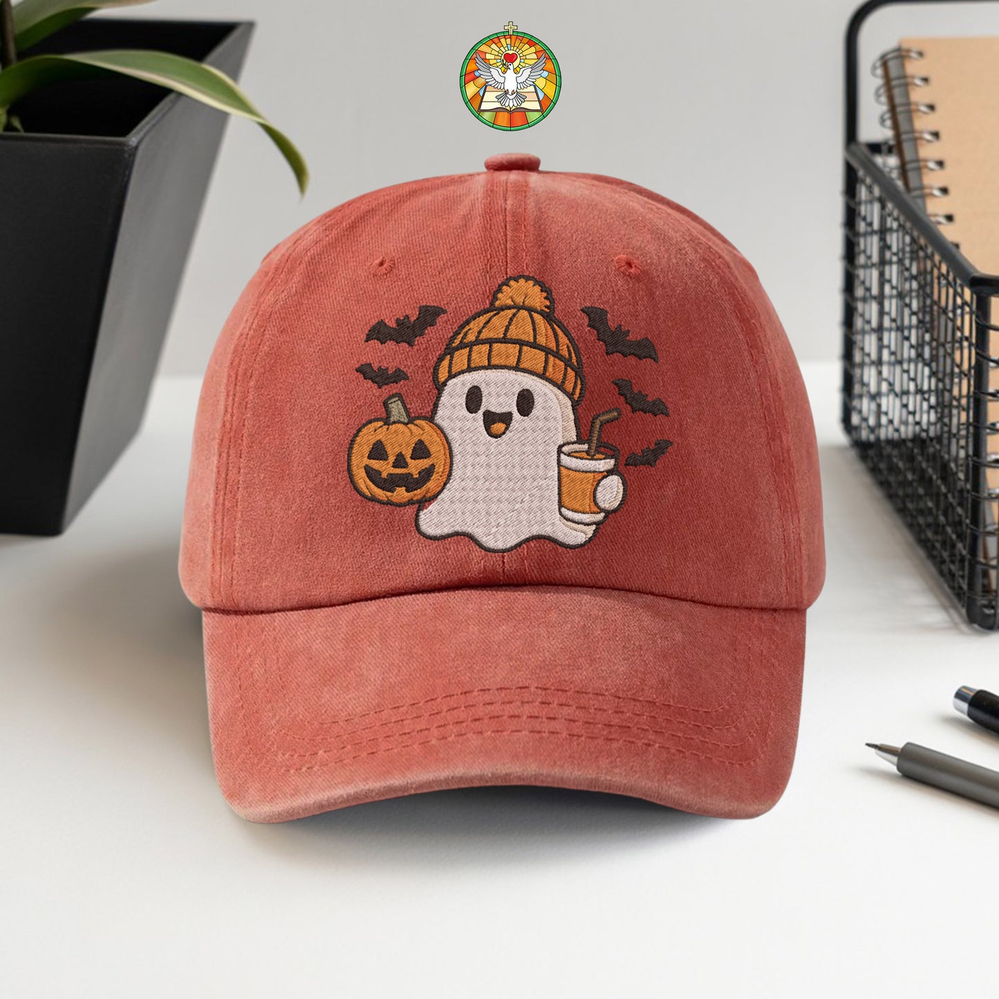 Cute Halloween Ghost Washed Cap - Adorable Spooky Season Fun
