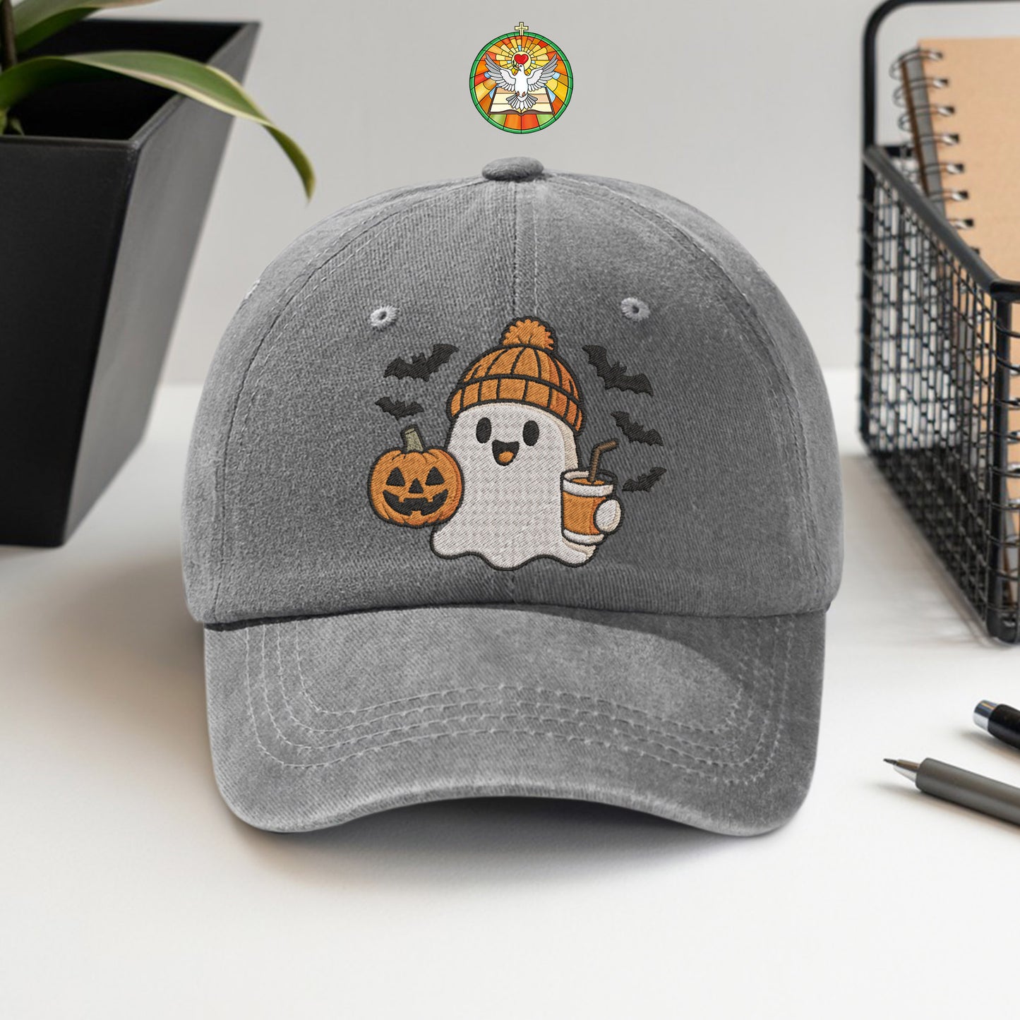 Cute Halloween Ghost Washed Cap - Adorable Spooky Season Fun