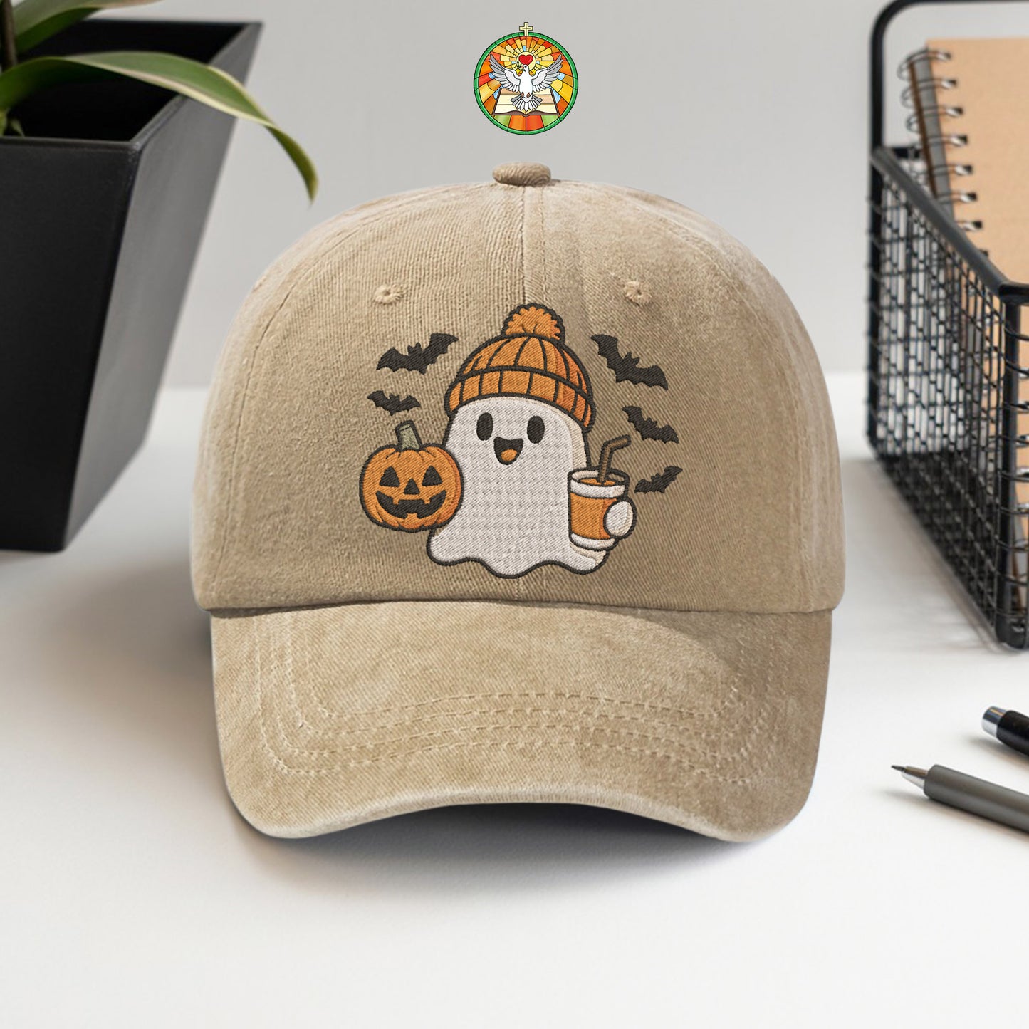 Cute Halloween Ghost Washed Cap - Adorable Spooky Season Fun