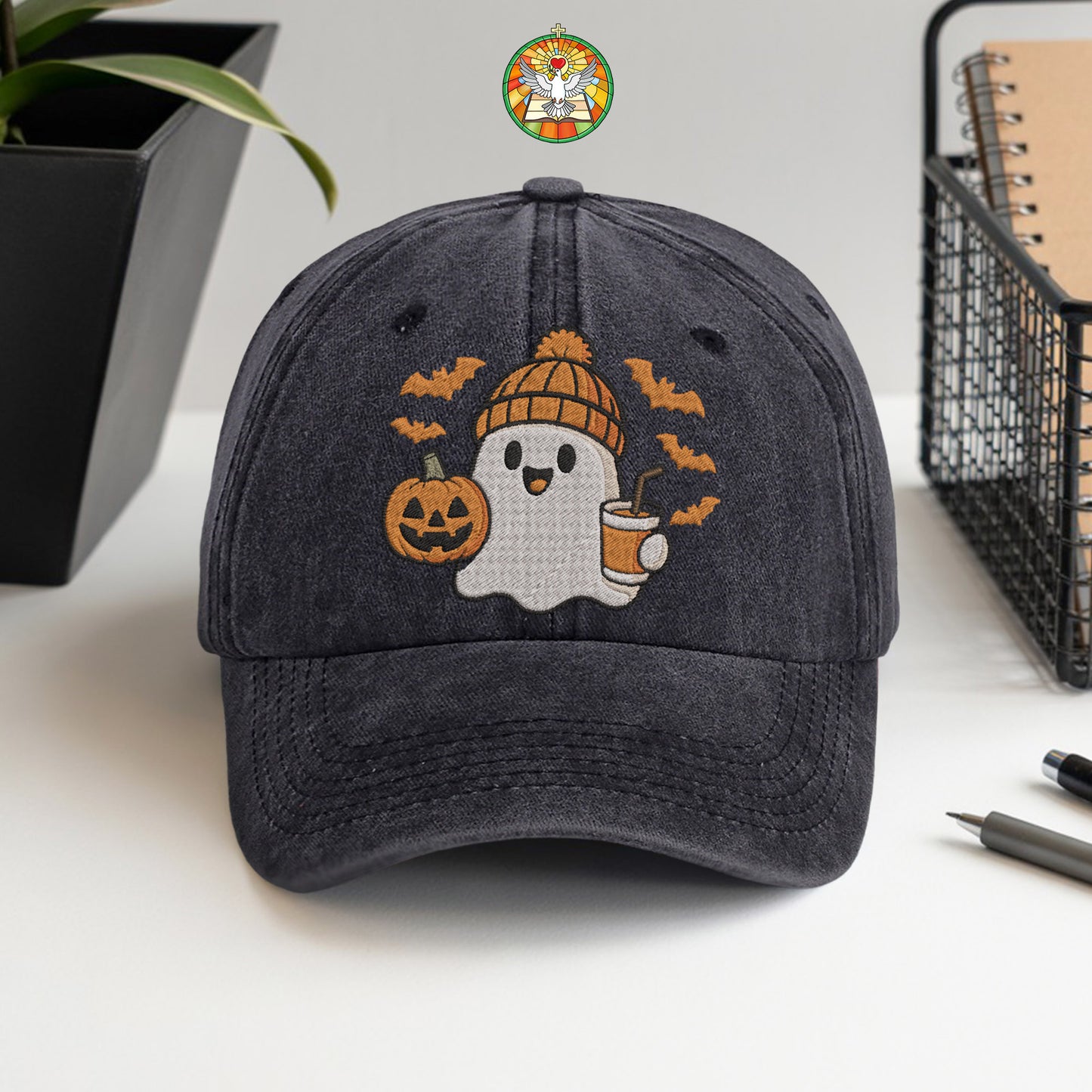 Cute Halloween Ghost Washed Cap - Adorable Spooky Season Fun