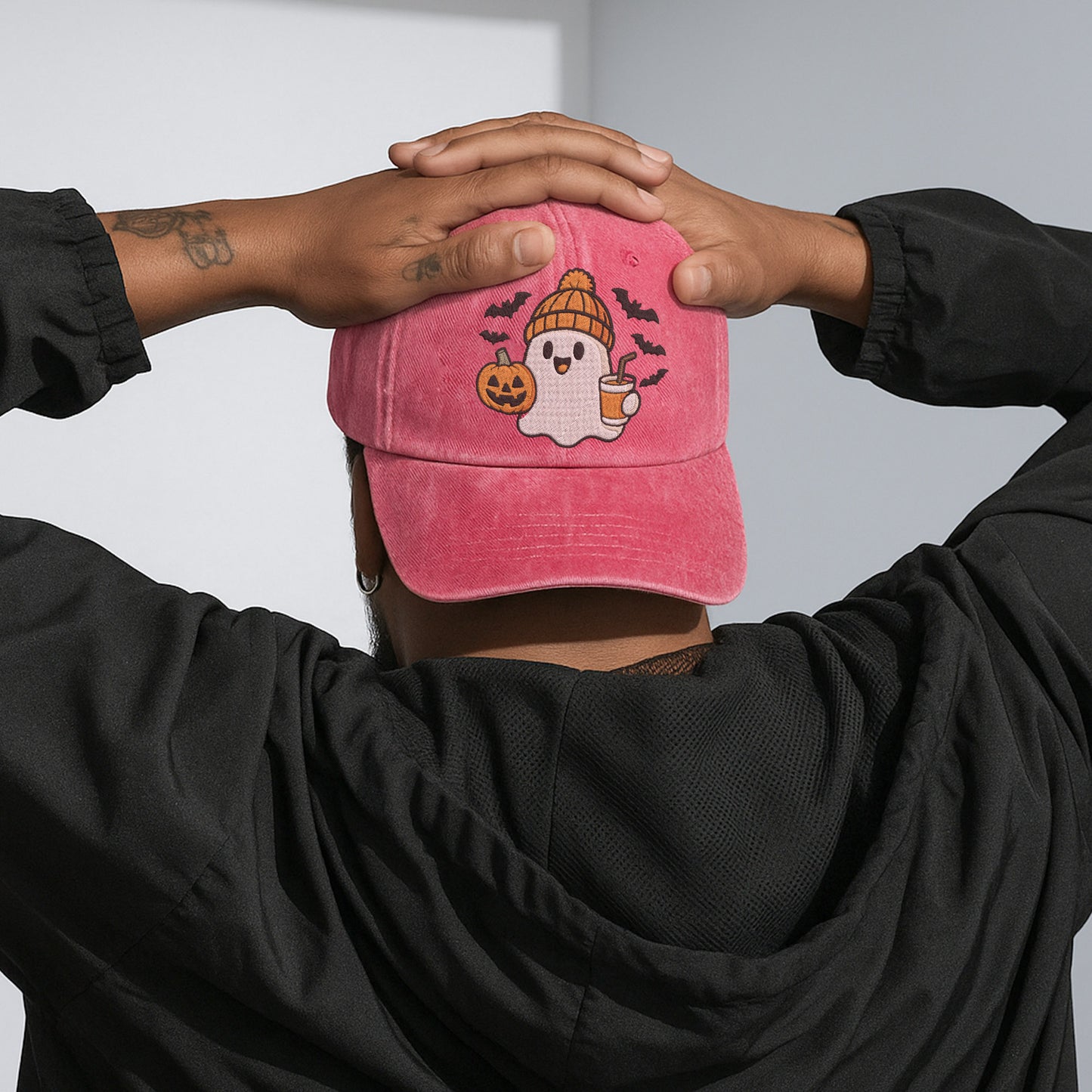 Cute Halloween Ghost Washed Cap - Adorable Spooky Season Fun