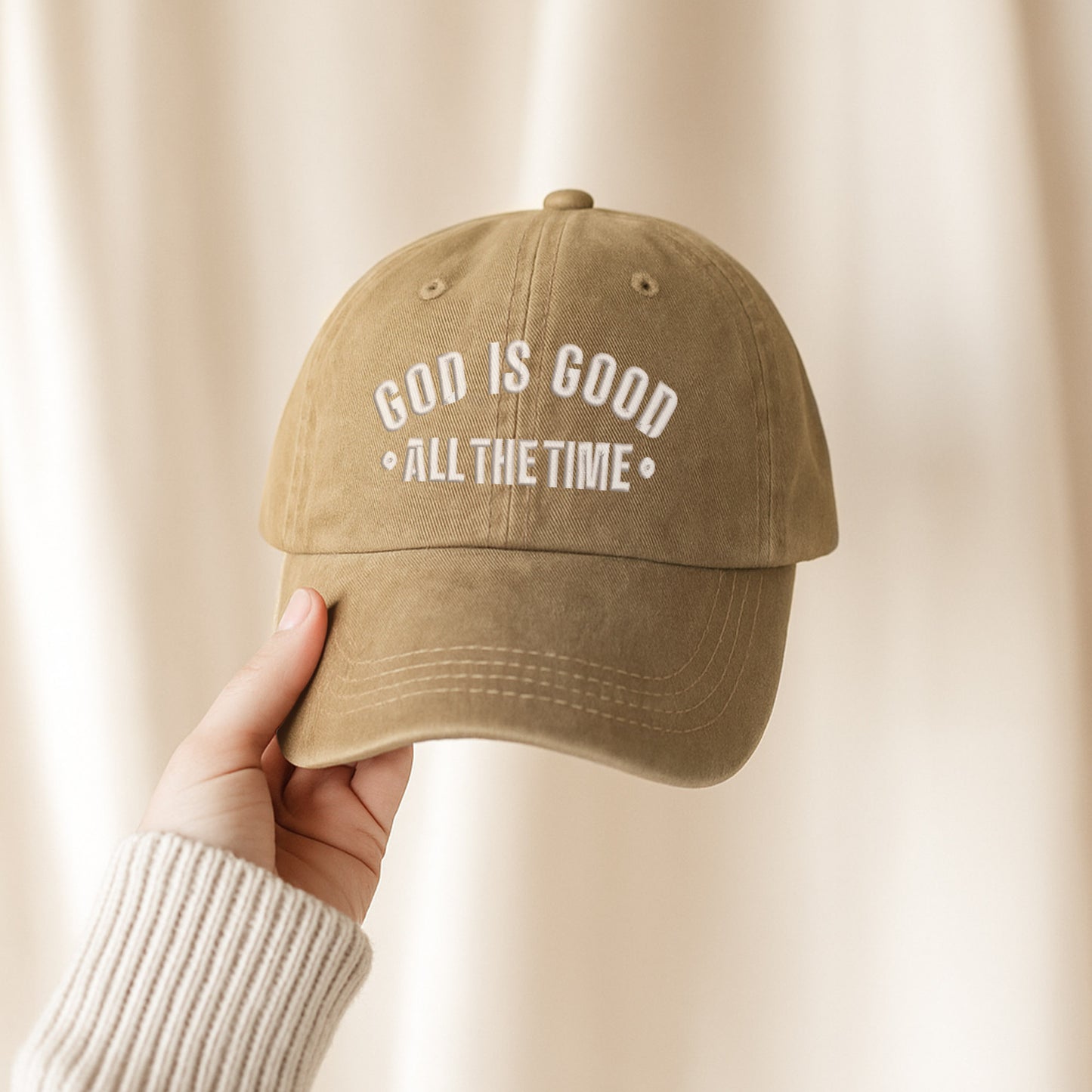 God Is Good All The Time Washed Cap - Christian Faith Declaration Hat