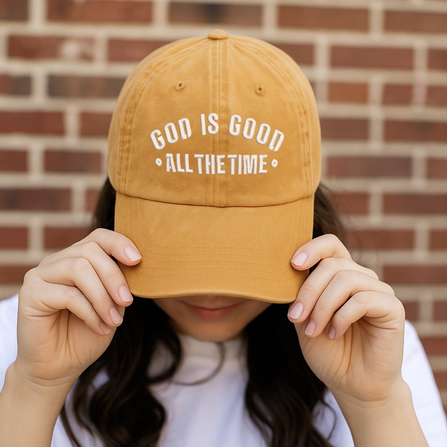 God Is Good All The Time Washed Cap - Christian Faith Declaration Hat