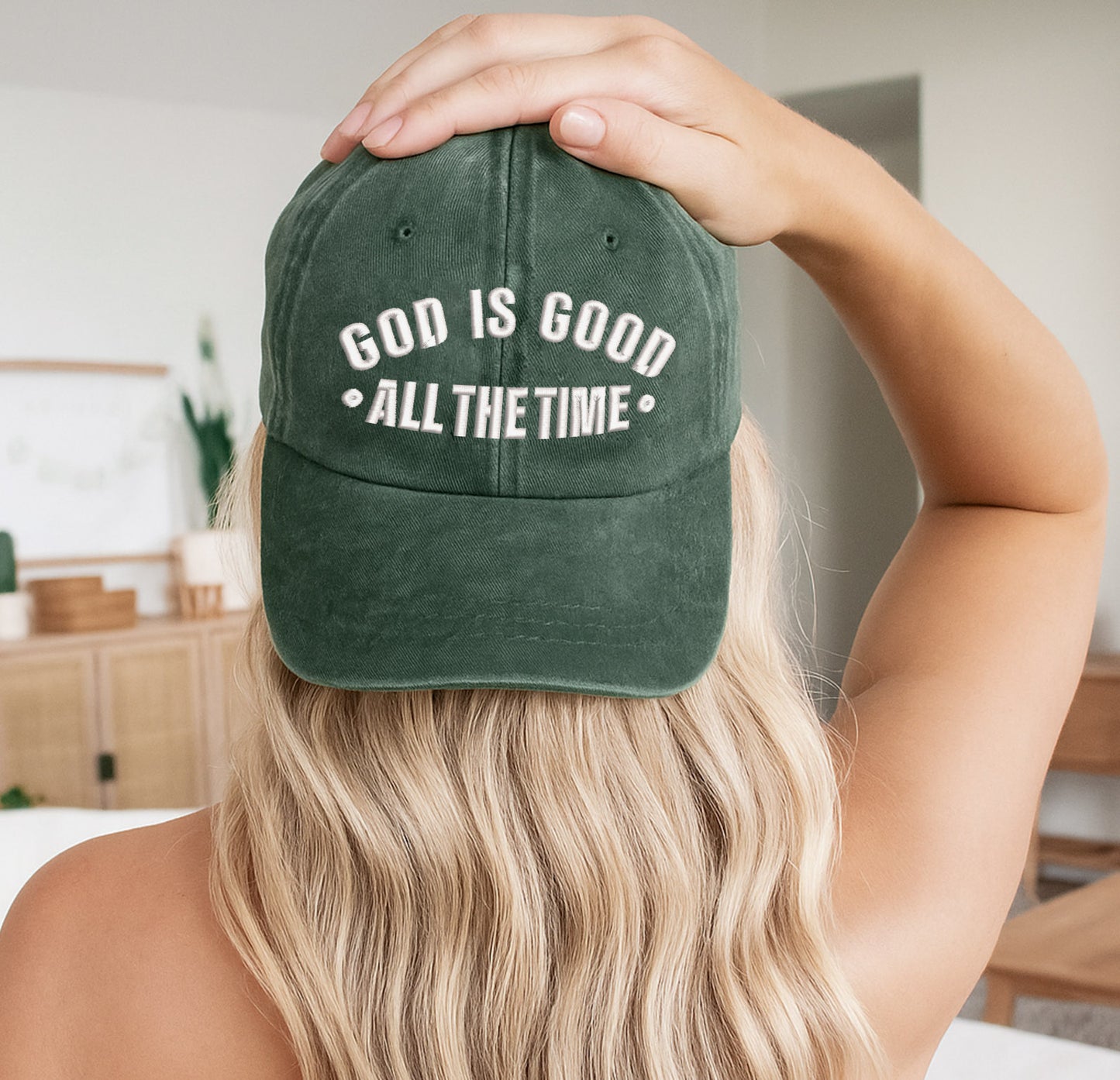 God Is Good All The Time Washed Cap - Christian Faith Declaration Hat