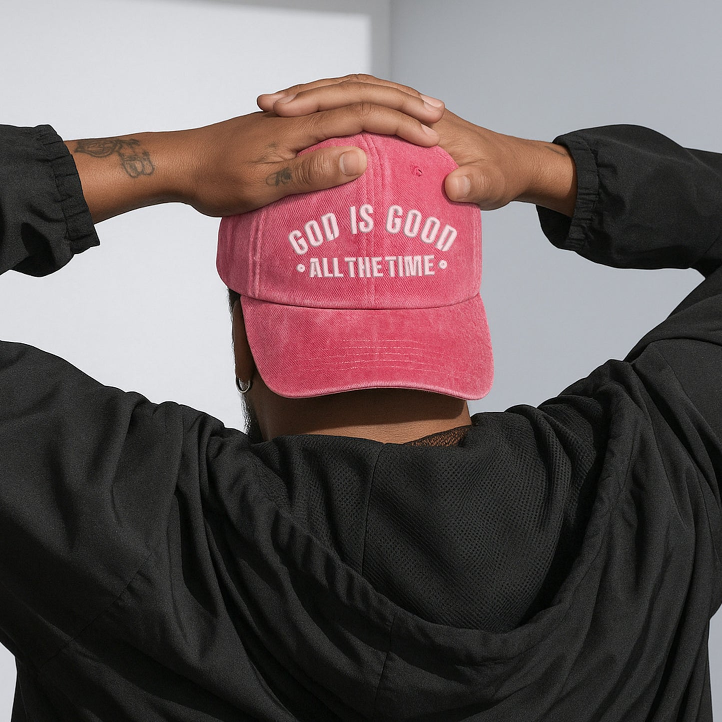 God Is Good All The Time Washed Cap - Christian Faith Declaration Hat