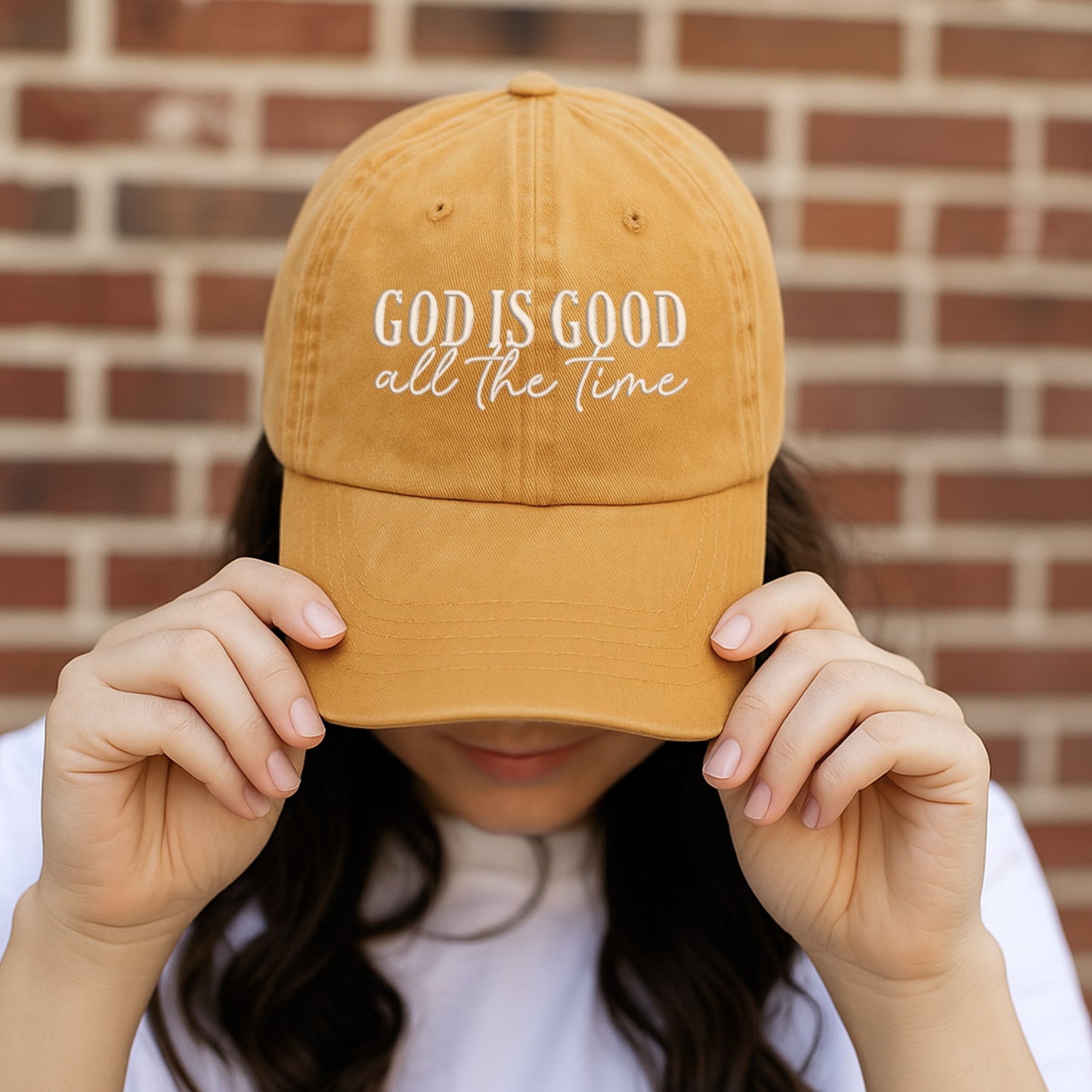 God Is Good Black Pink Washed Cap - Christian Faith Statement Hat