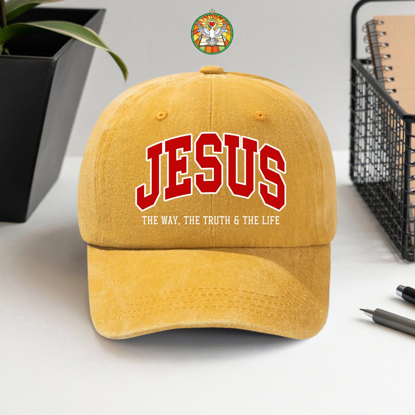 Jesus The Way, The Truth & The Life Washed Cap - Collegiate Style Christian Faith Declaration