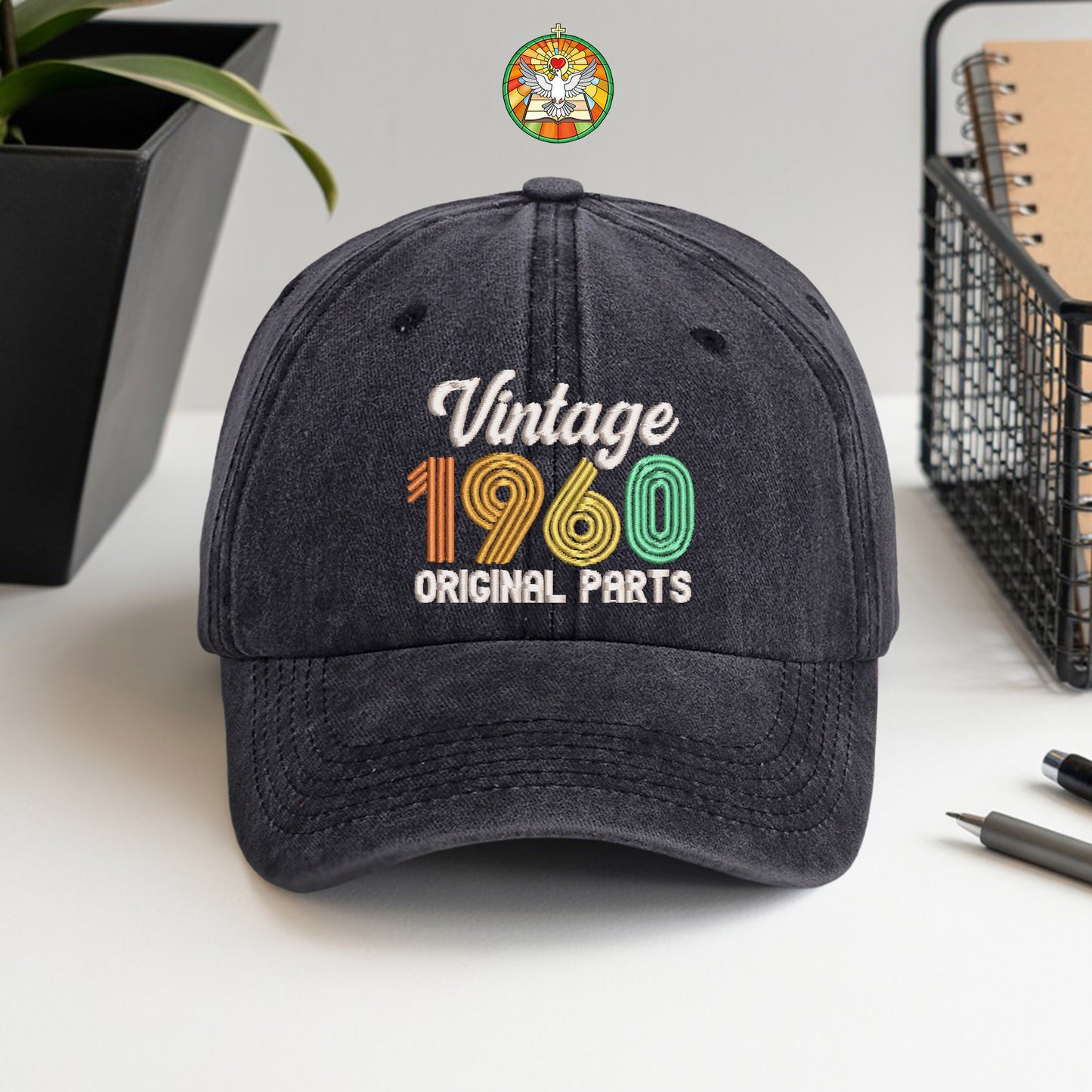 65th Birthday Gift Hat for Men, Vintage 1960 "Original Parts" Dad Cap, Personalized with Custom Year
