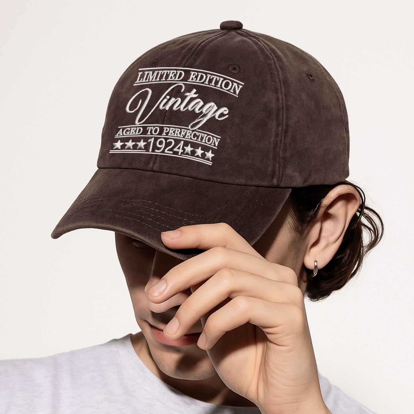 101st Birthday Gift Hat, Vintage 1924 "Aged to Perfection" Dad Cap, Personalized with Custom Year.