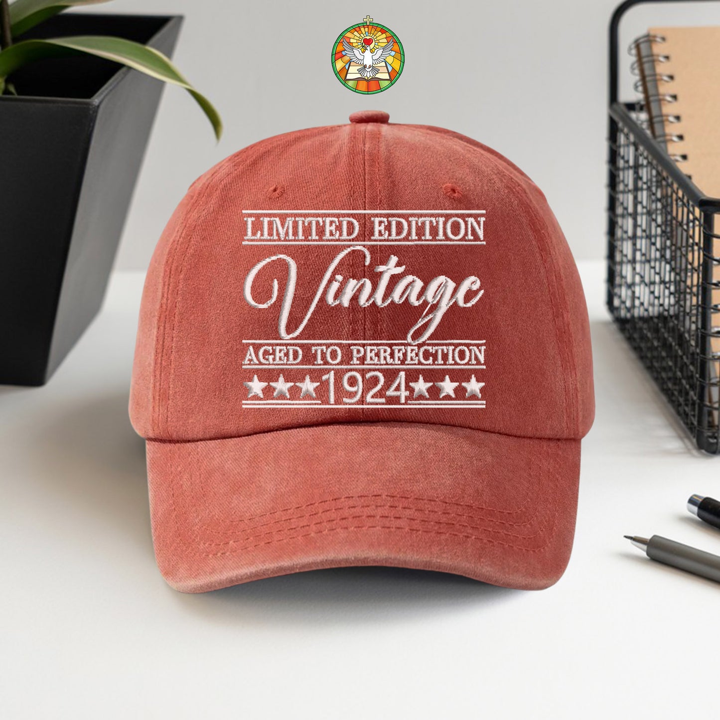 101st Birthday Gift Hat, Vintage 1924 "Aged to Perfection" Dad Cap, Personalized with Custom Year.