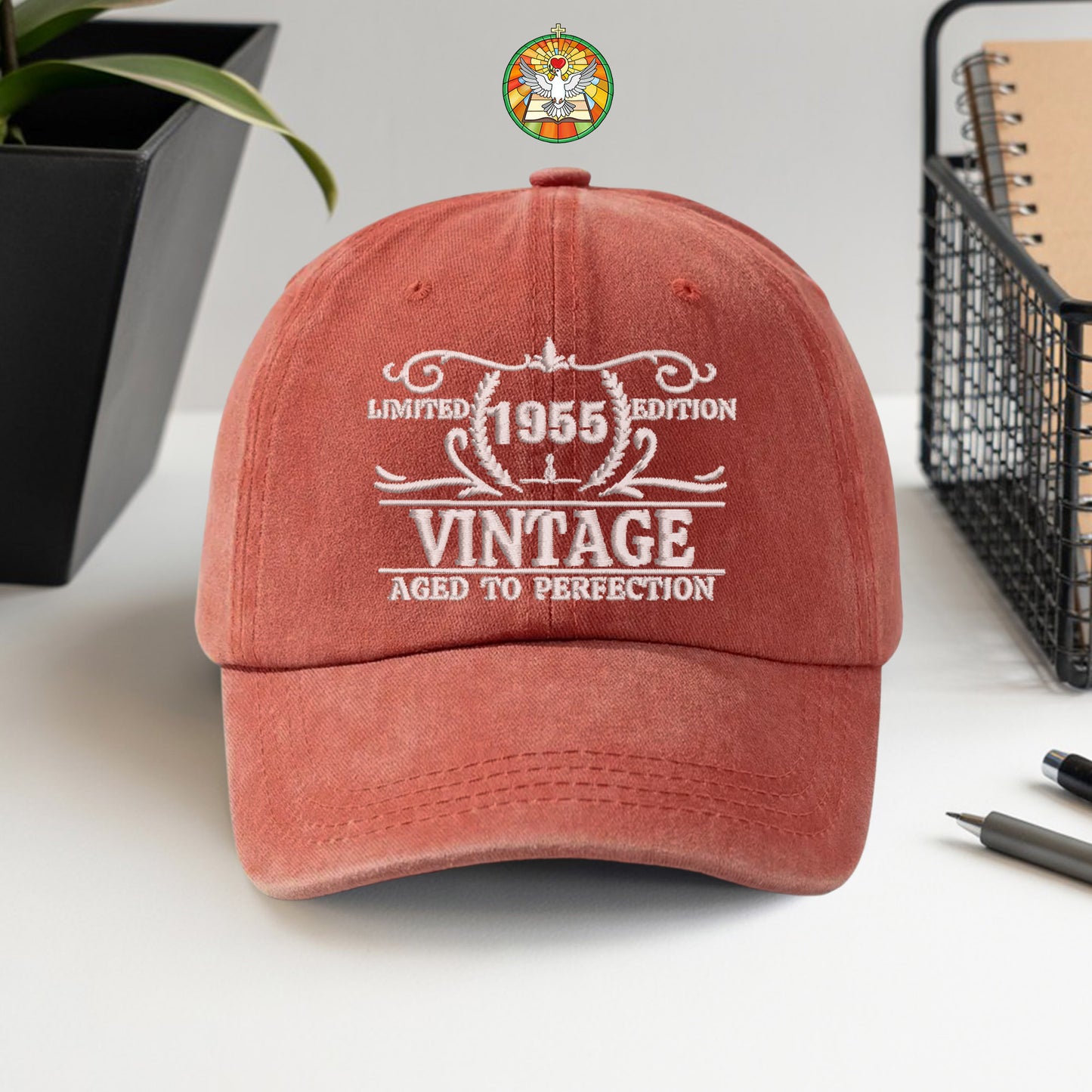 70th Birthday Gift Hat for Men & Women, Personalized Vintage 1955 "Aged to Perfection" Dad Cap with Custom Year