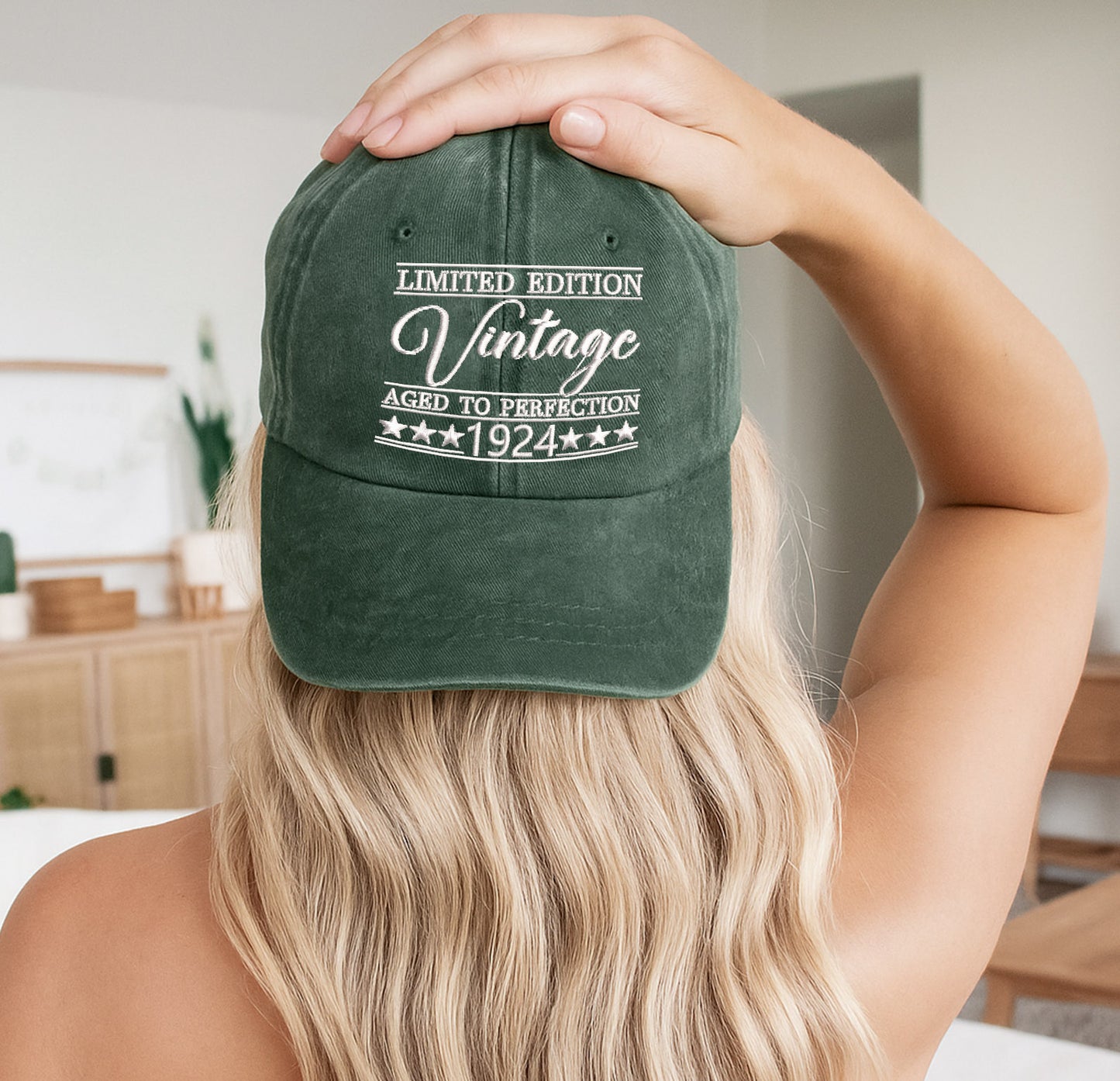 101st Birthday Gift Hat, Vintage 1924 "Aged to Perfection" Dad Cap, Personalized with Custom Year.