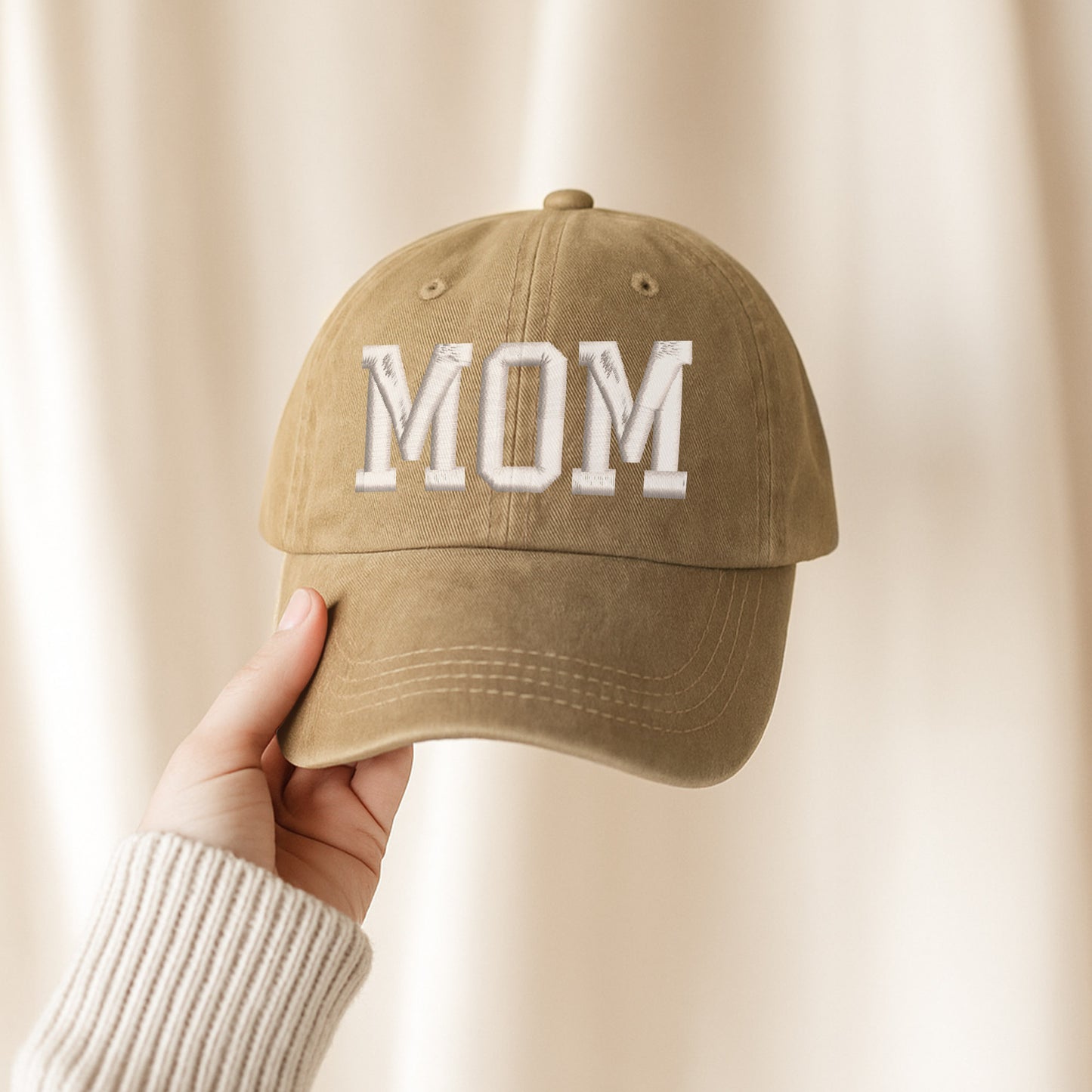 Classic MOM Hat - Premium Embroidered Washed Cotton Cap, Perfect Mother's Day Gift for Mom, Wife, Grandma