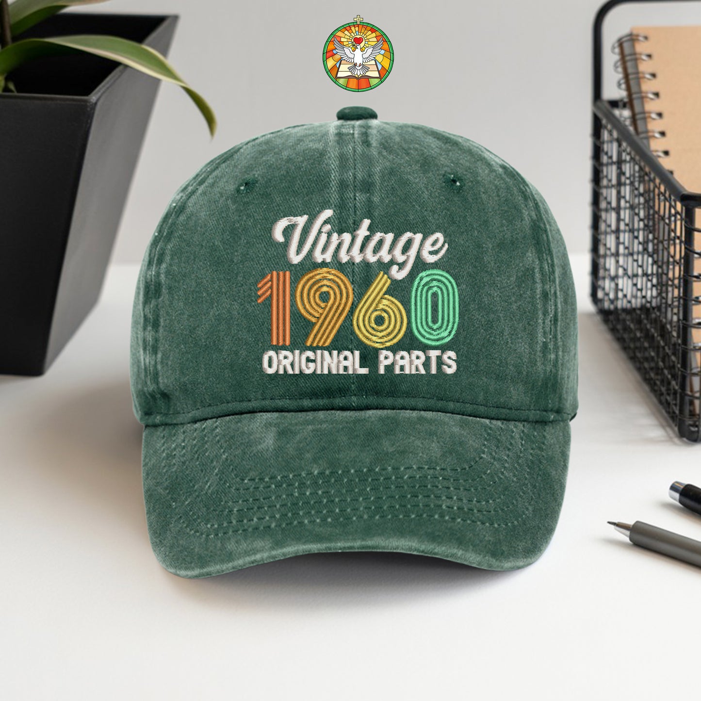 65th Birthday Gift Hat for Men, Vintage 1960 "Original Parts" Dad Cap, Personalized with Custom Year