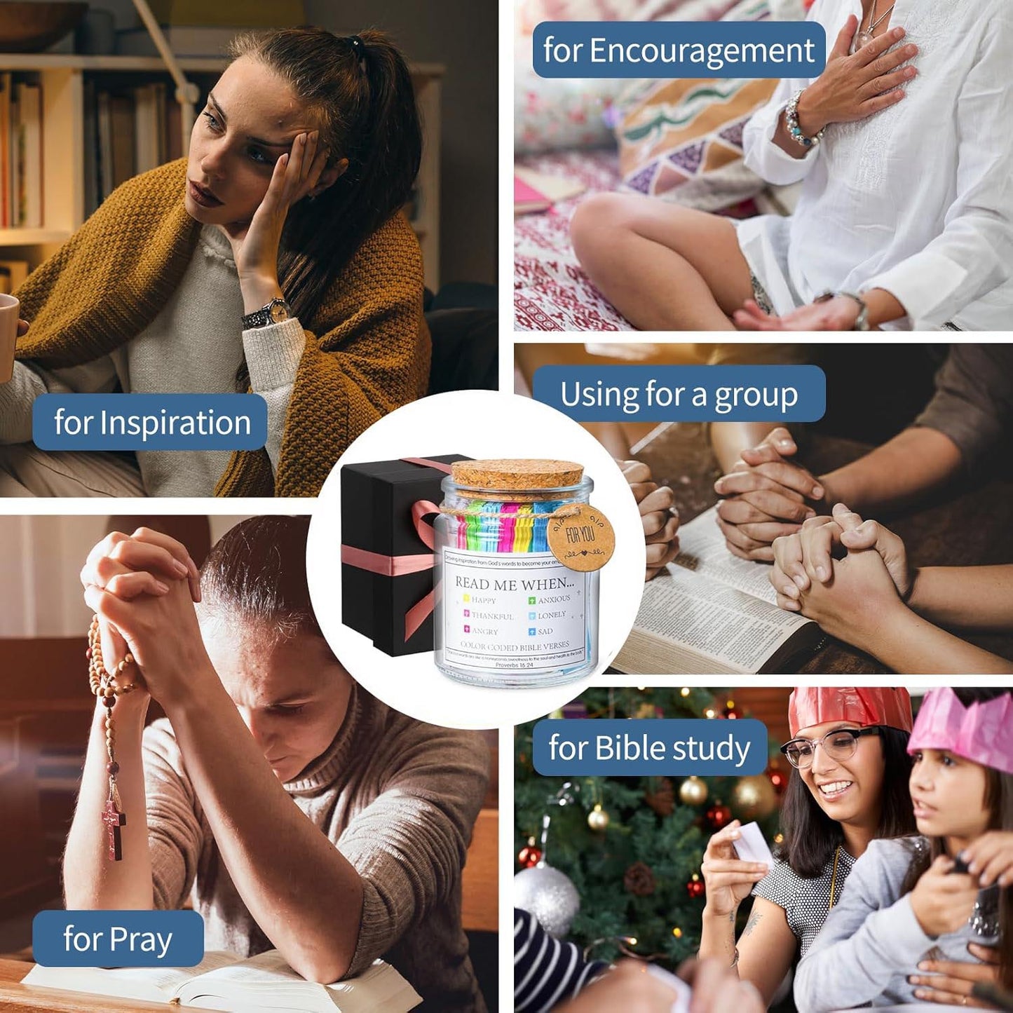 Bible Verse Jar Read Me When - Emotions & Feelings- Christian Gifts