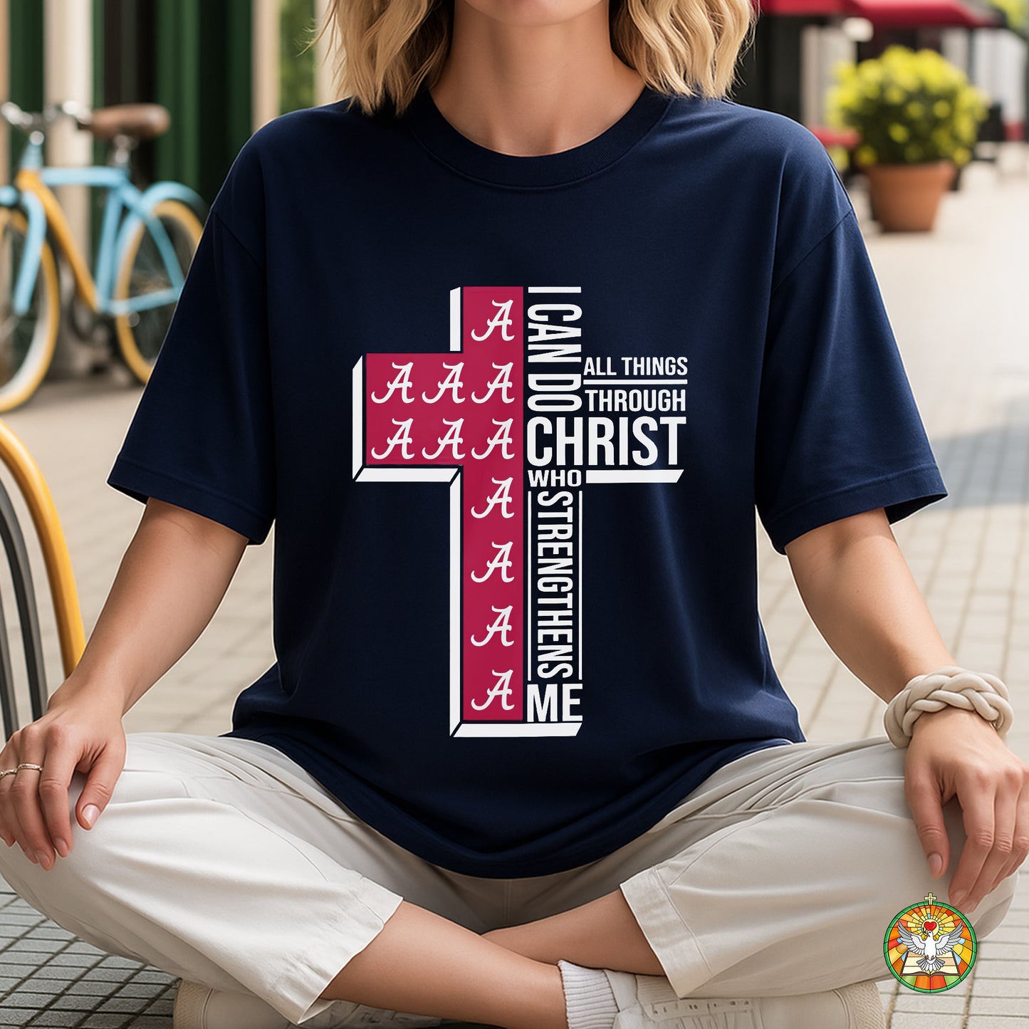 Alabama Cross I Can Do All Things Through Christ T-Shirt - Crimson Tide Faith Declaration