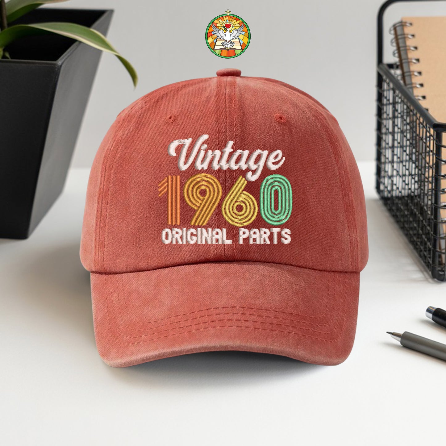 65th Birthday Gift Hat for Men, Vintage 1960 "Original Parts" Dad Cap, Personalized with Custom Year