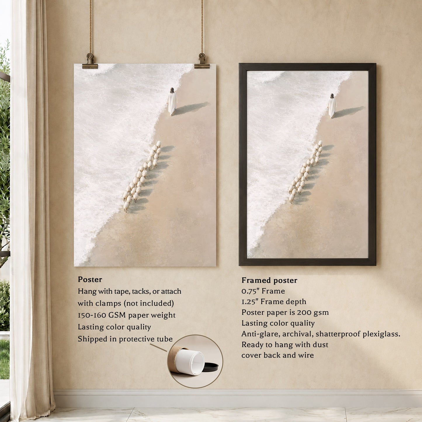 Jesus Walking with His Sheep Poster/Canvas