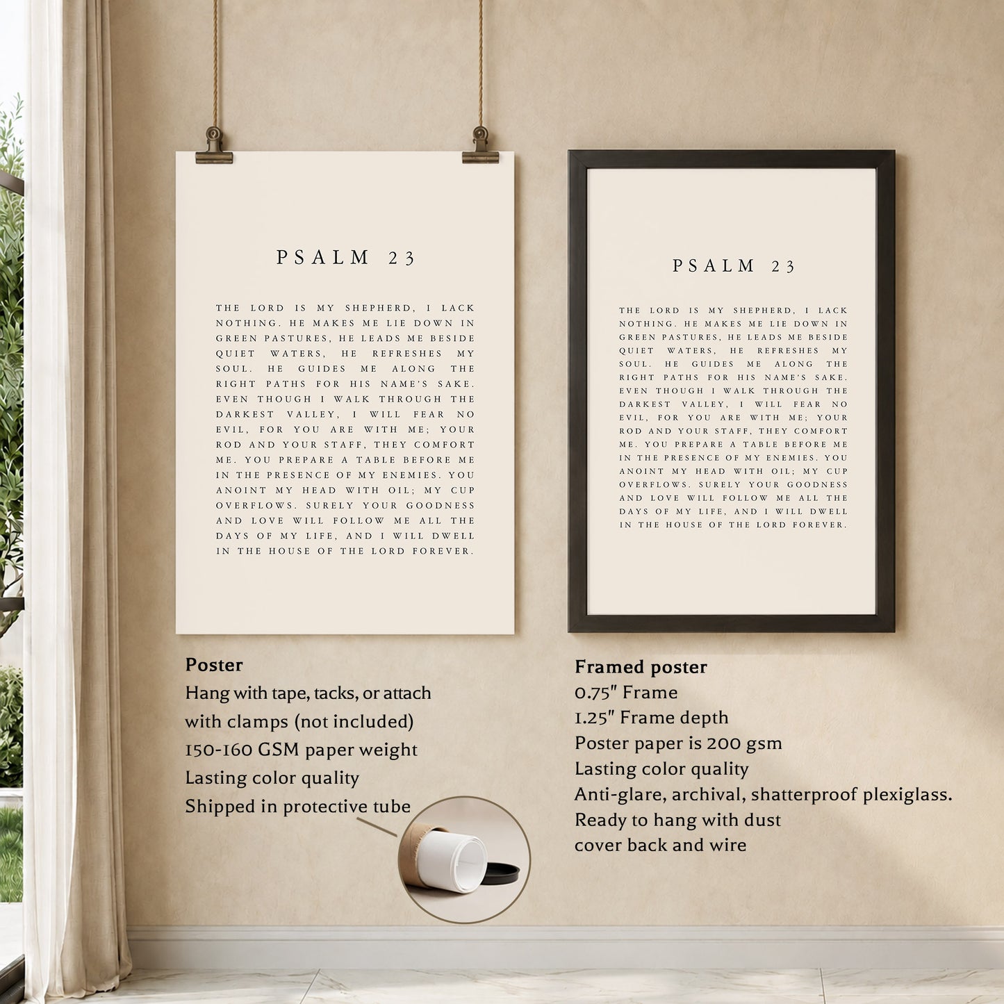 Psalm 23 Scripture Wall Art Poster/Canvas