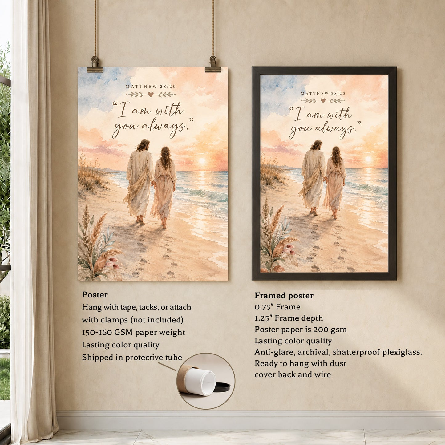 I Am With You Always Matthew 28:20 Christian Wall Art Poster/Canvas