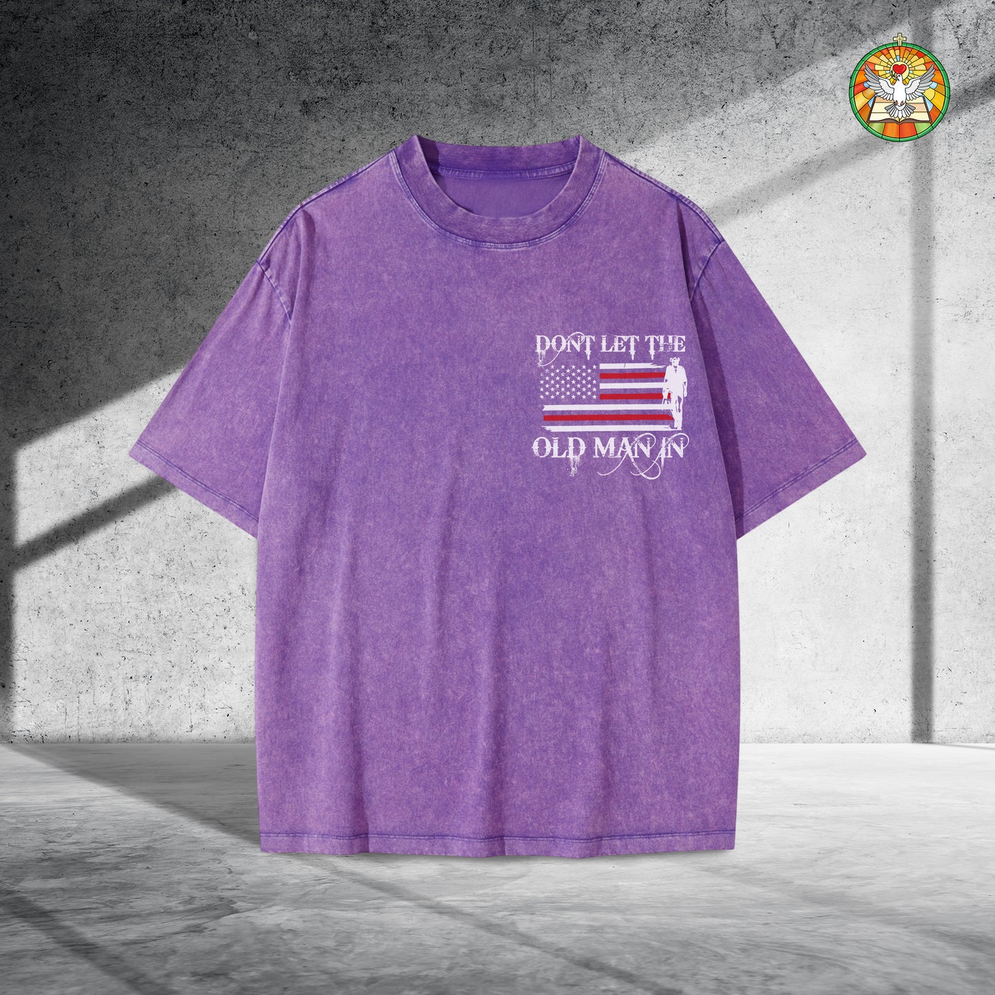 Don't Let The Old Man In Unisex Vintage Washed T-Shirt - Patriotic Wisdom Declaration
