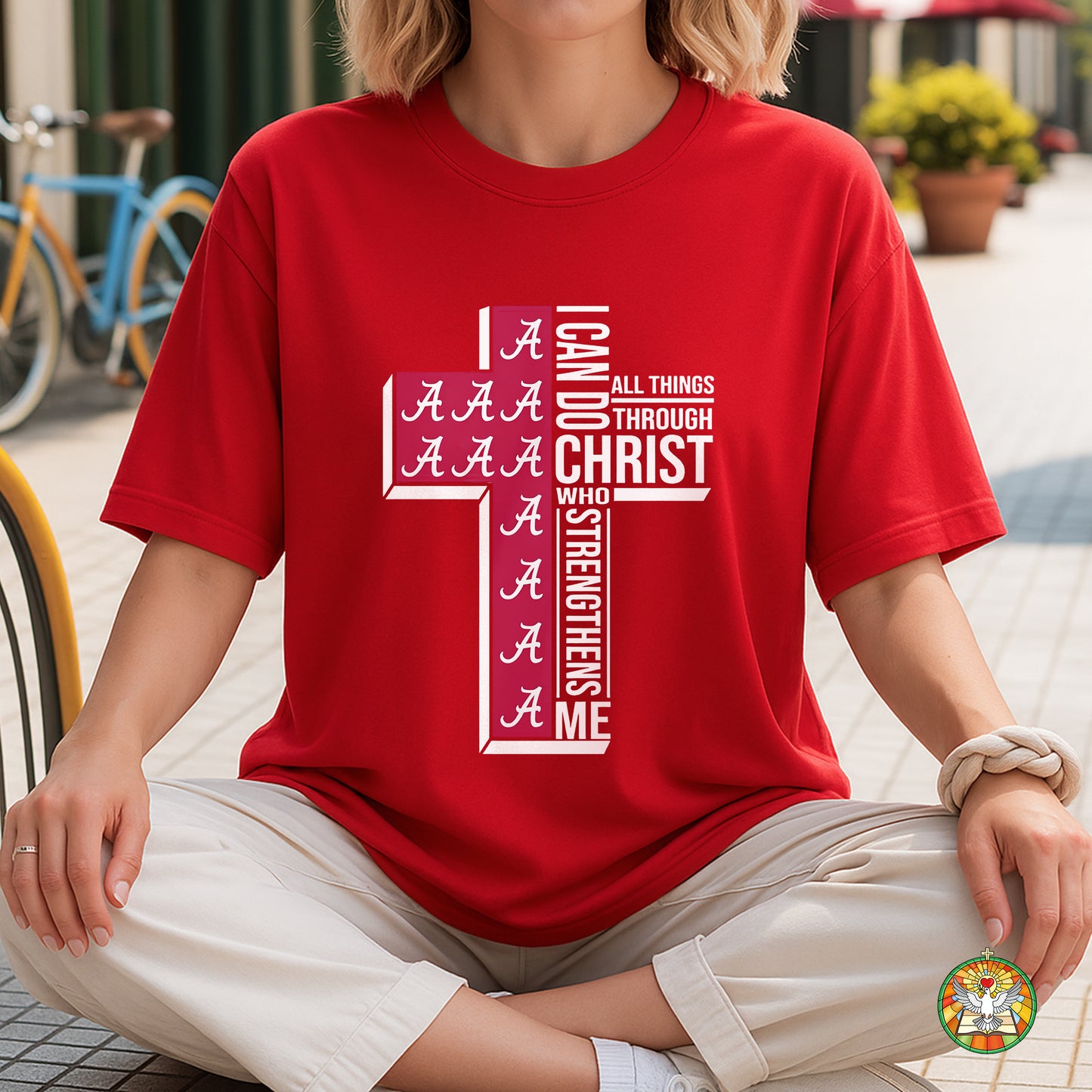 Alabama Cross I Can Do All Things Through Christ T-Shirt - Crimson Tide Faith Declaration