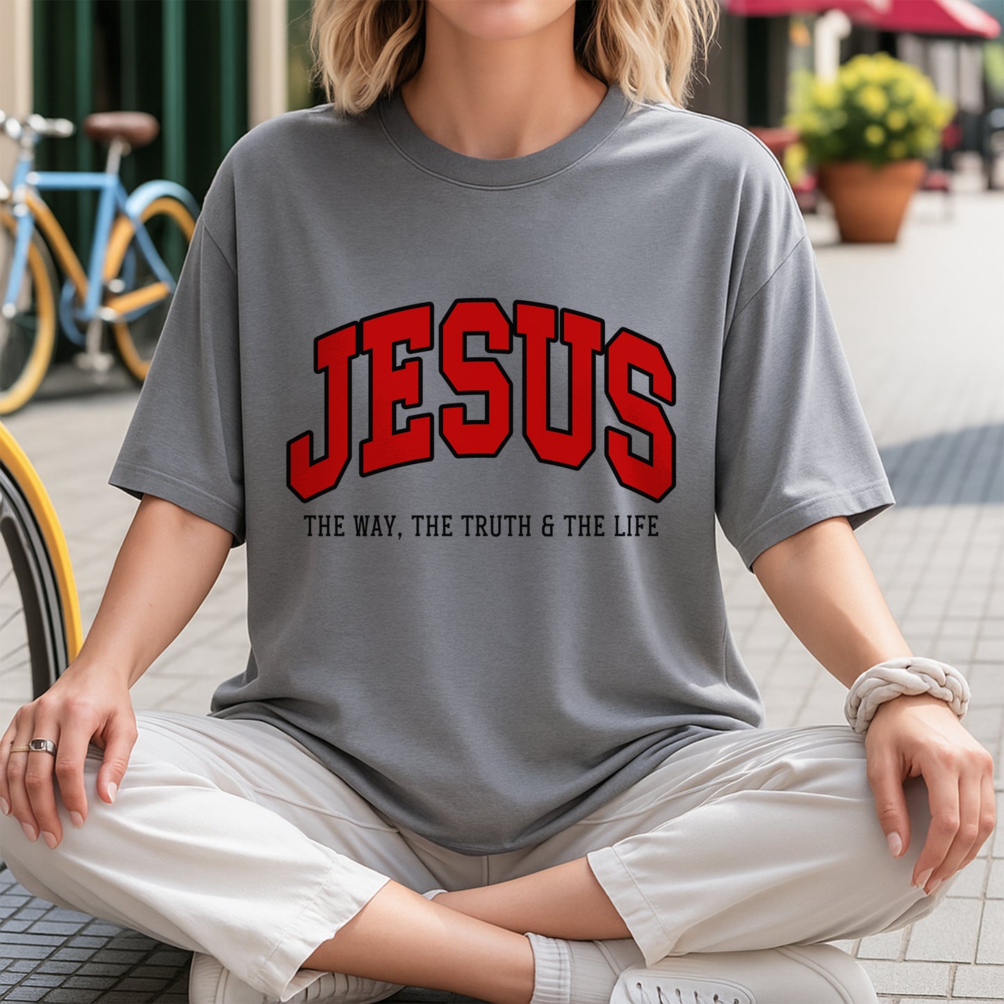 "Jesus The Way The Truth The Life" Unisex Varsity Style Christian T-Shirt | John 14:6 Bold Declaration Tee | Faith Guided Life Apparel