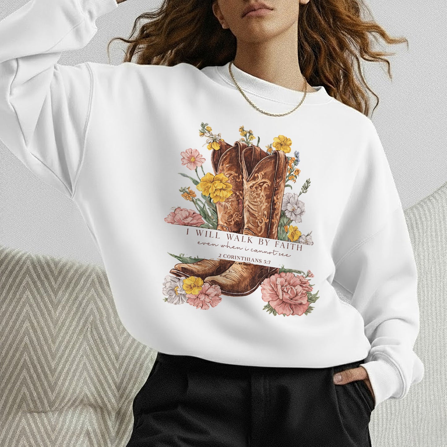 Boots & Blooms: Walk By Faith – Walk by Faith – Unisex Tshirt / Hoodie / Sweatshirt