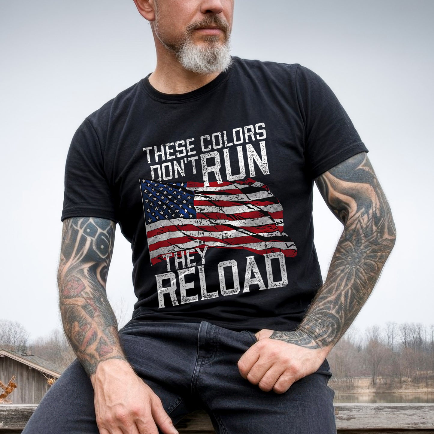 These Colors Don't Run They Reload Patriotic USA Flag T-Shirt