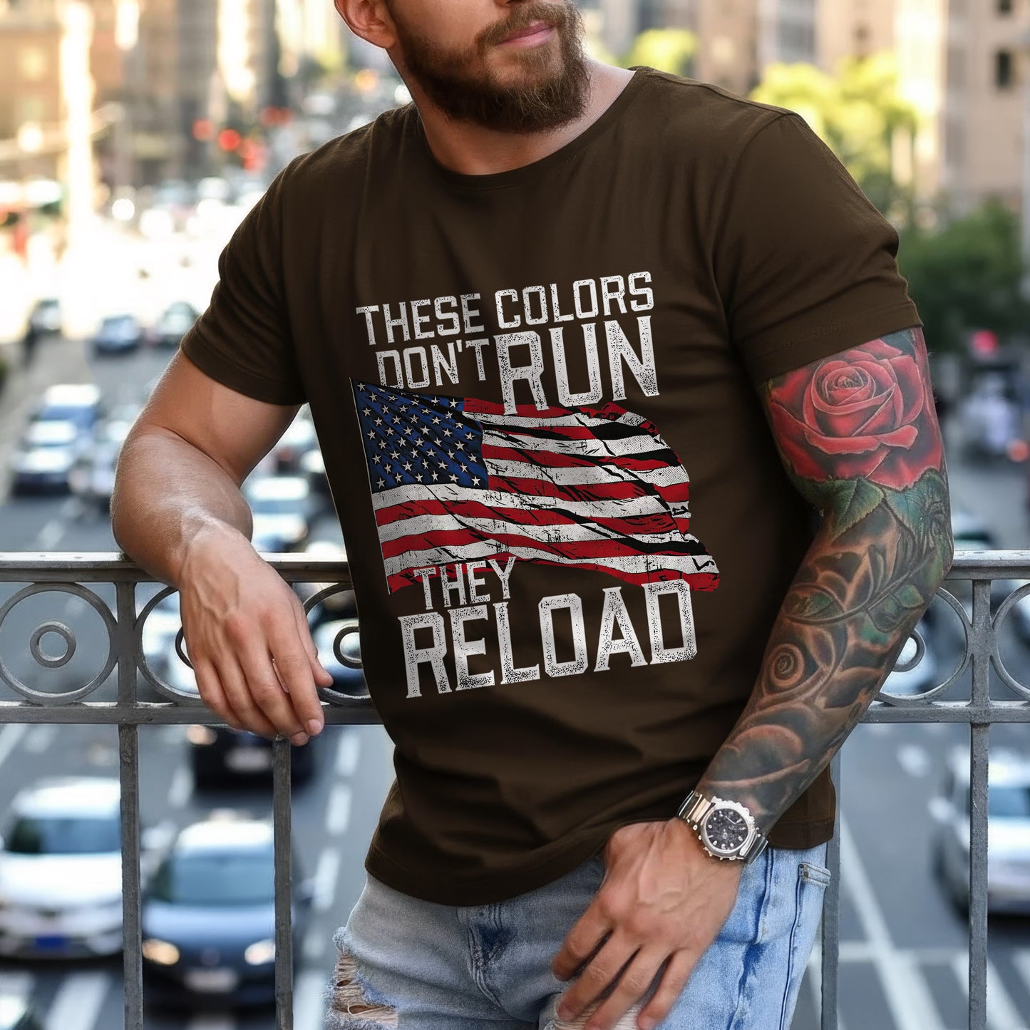 These Colors Don't Run They Reload Patriotic USA Flag T-Shirt