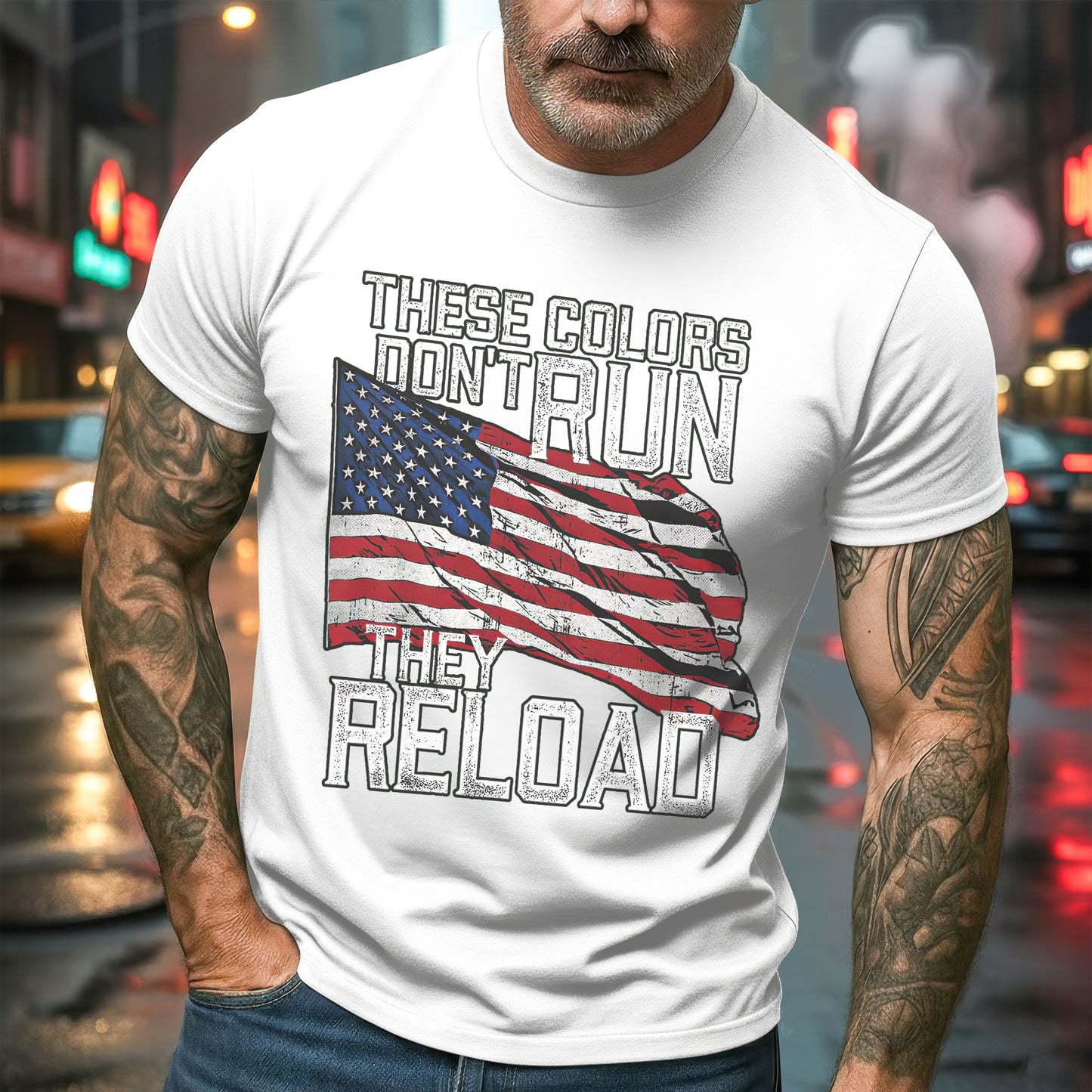 These Colors Don't Run They Reload Patriotic USA Flag T-Shirt