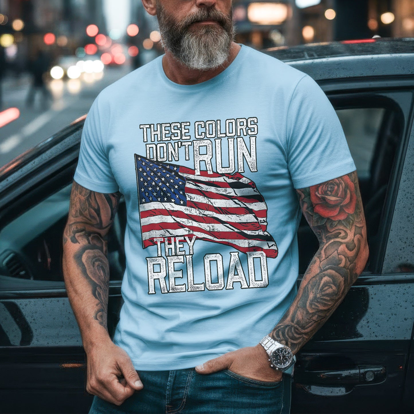 These Colors Don't Run They Reload Patriotic USA Flag T-Shirt