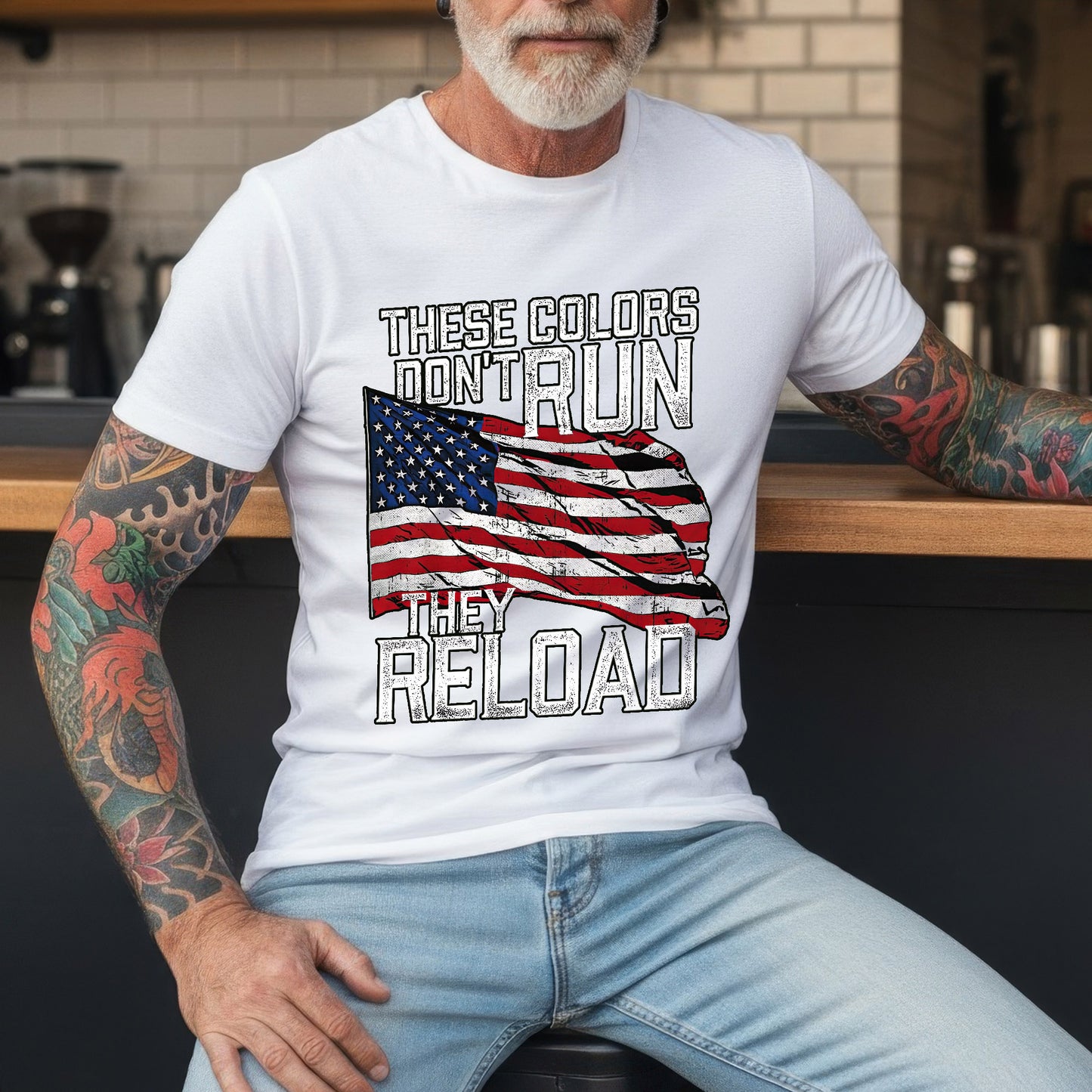 These Colors Don't Run They Reload Patriotic USA Flag T-Shirt