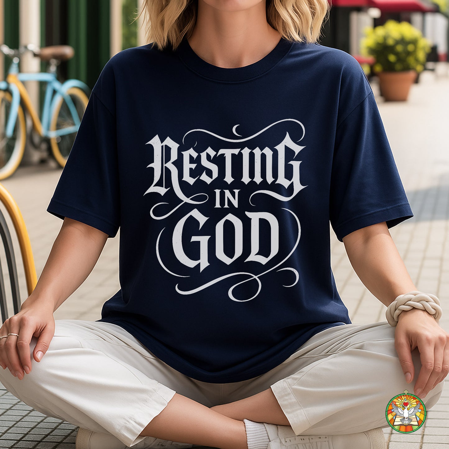 Resting In God Gothic Style T-Shirt - Bold Christian Peace Declaration