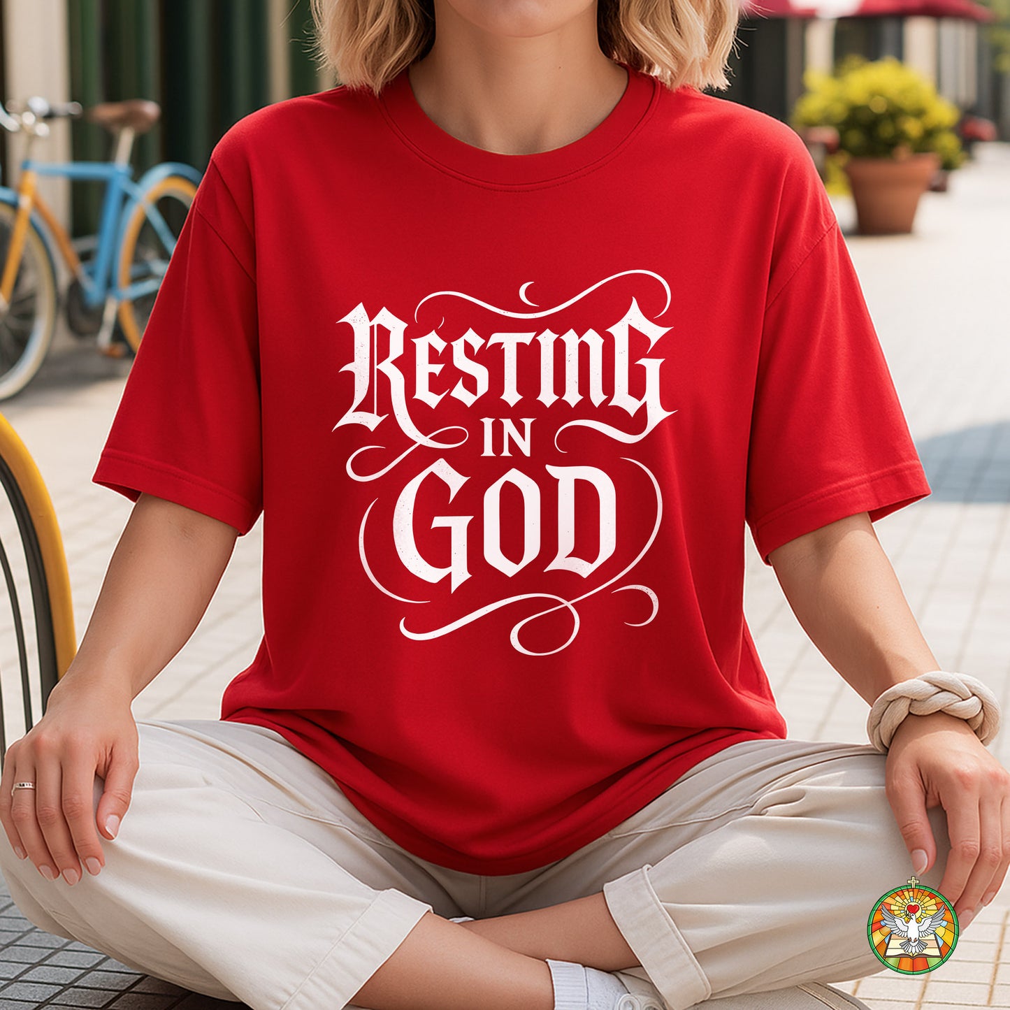 Resting In God Gothic Style T-Shirt - Bold Christian Peace Declaration